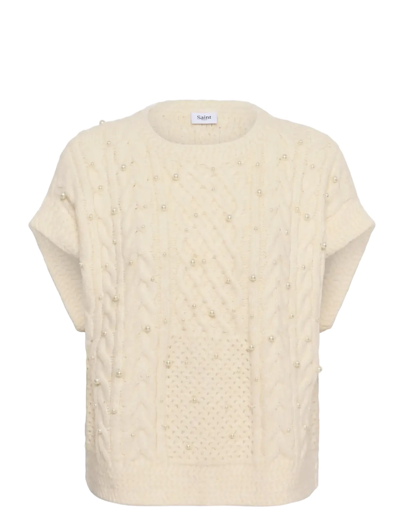 Saint Tropez UwenaSZ Knit Vest - Strik - SEEDPEARL MELANGE / cream