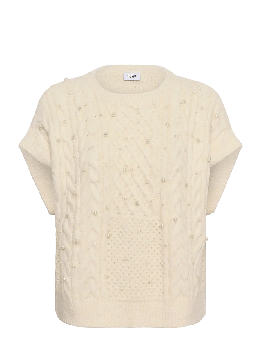 Saint Tropez - UwenaSZ Knit Vest - seedpearl melange - 1