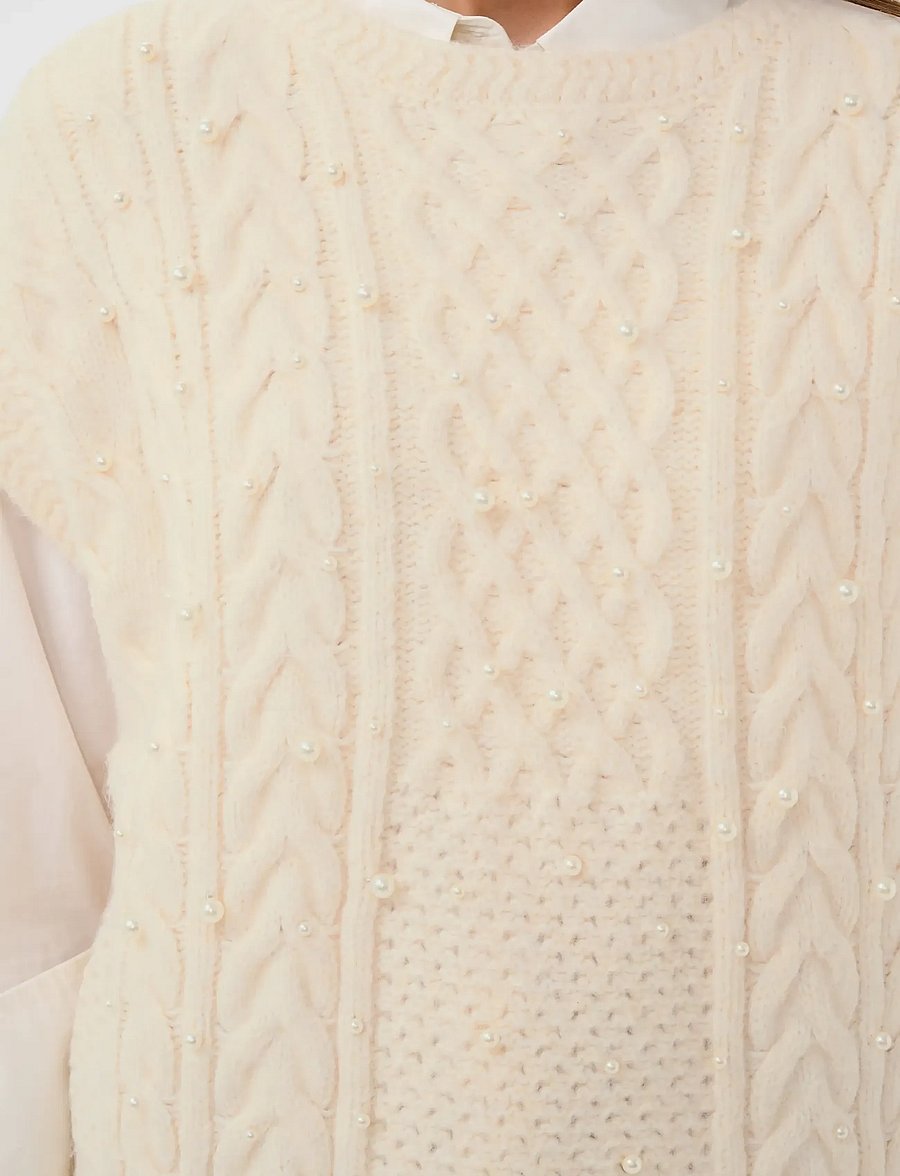 Saint Tropez - UwenaSZ Knit Vest - seedpearl melange - 5