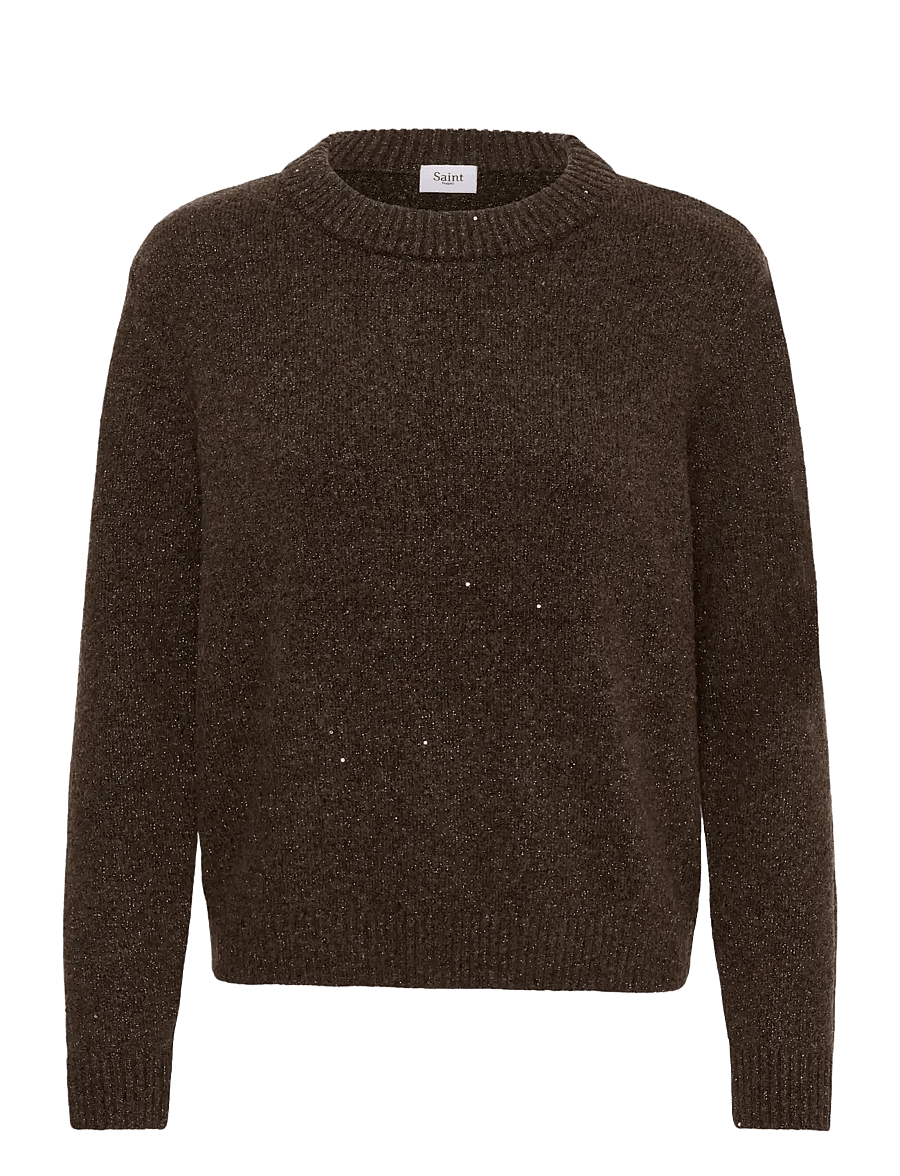 Saint Tropez - NovaSZ LS Pullover - striktrøjer - chocolate brown melange - 1