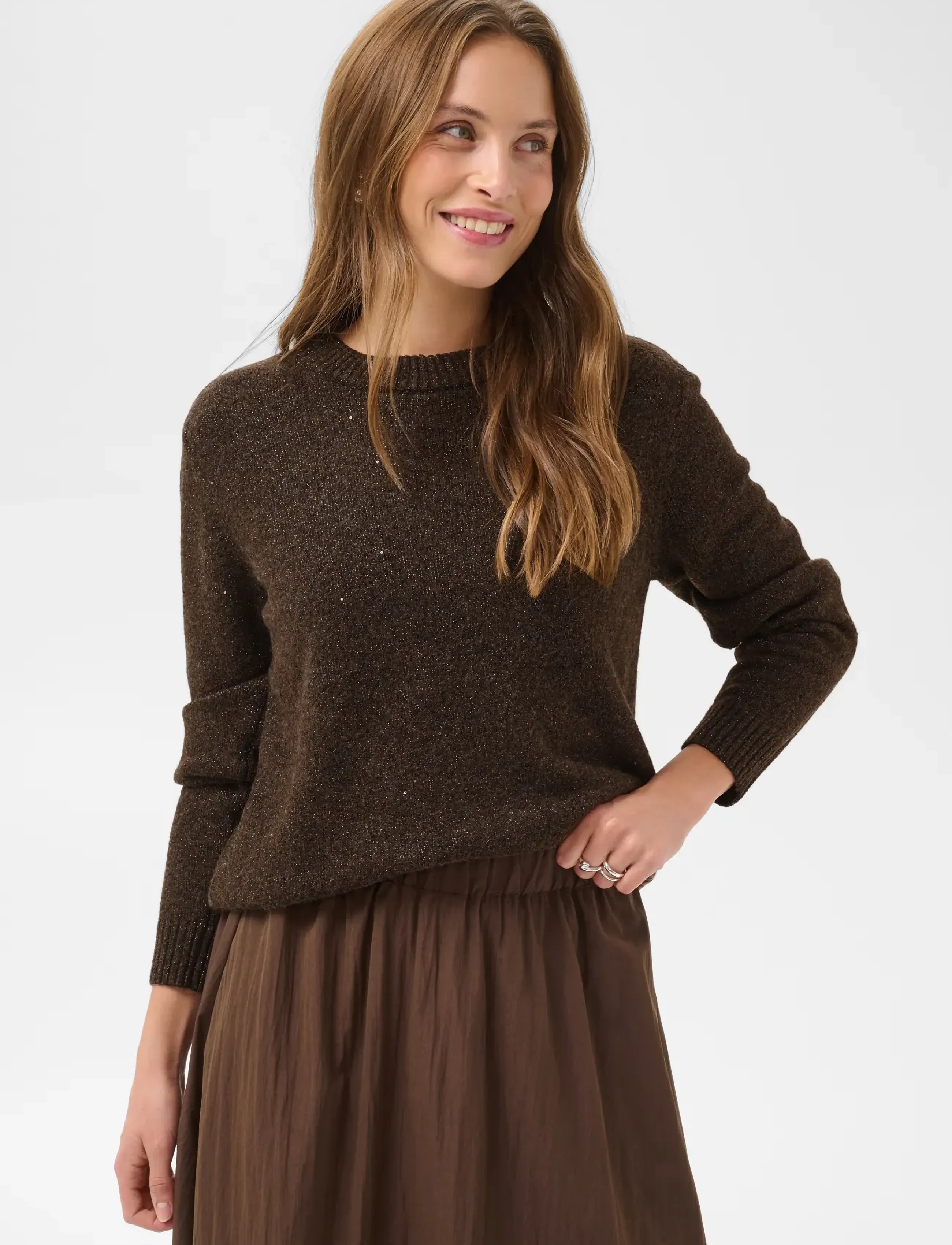 Saint Tropez - NovaSZ LS Pullover - striktrøjer - chocolate brown melange - 0