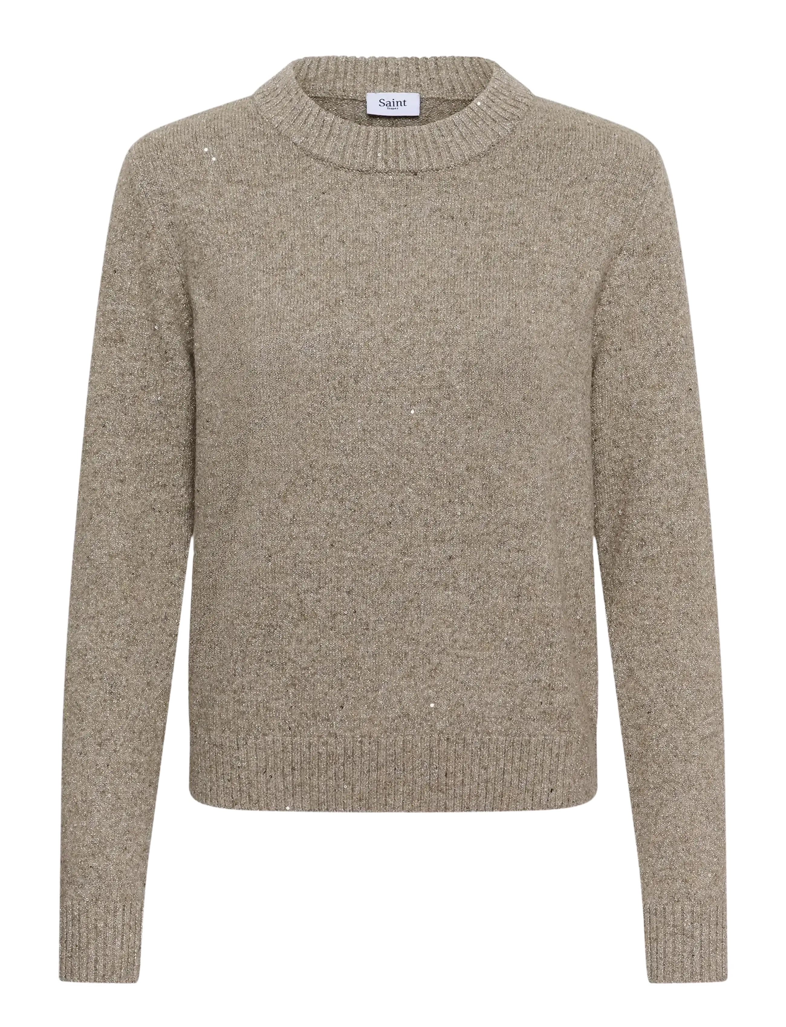 Saint Tropez NovaSZ LS Pullover - Knitwear - SAVANNAH TAN MELANGE / brown