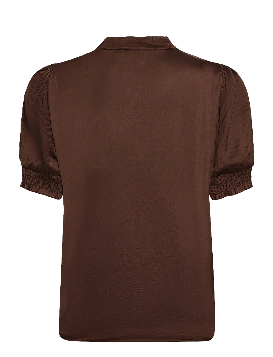 Saint Tropez - PananSZ SS Blouse - kurzärmelige blusen - major brown - 1