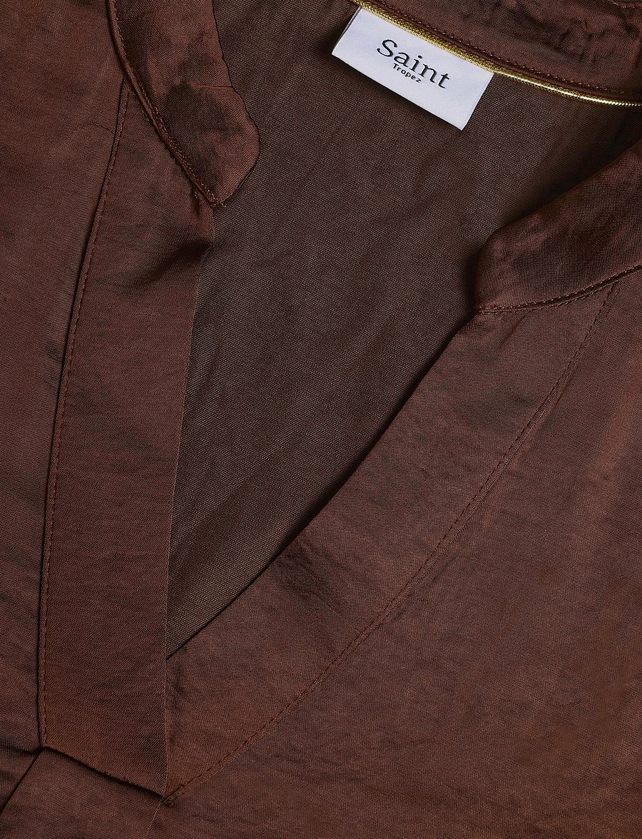 Saint Tropez - PananSZ SS Blouse - kurzärmelige blusen - major brown - 2