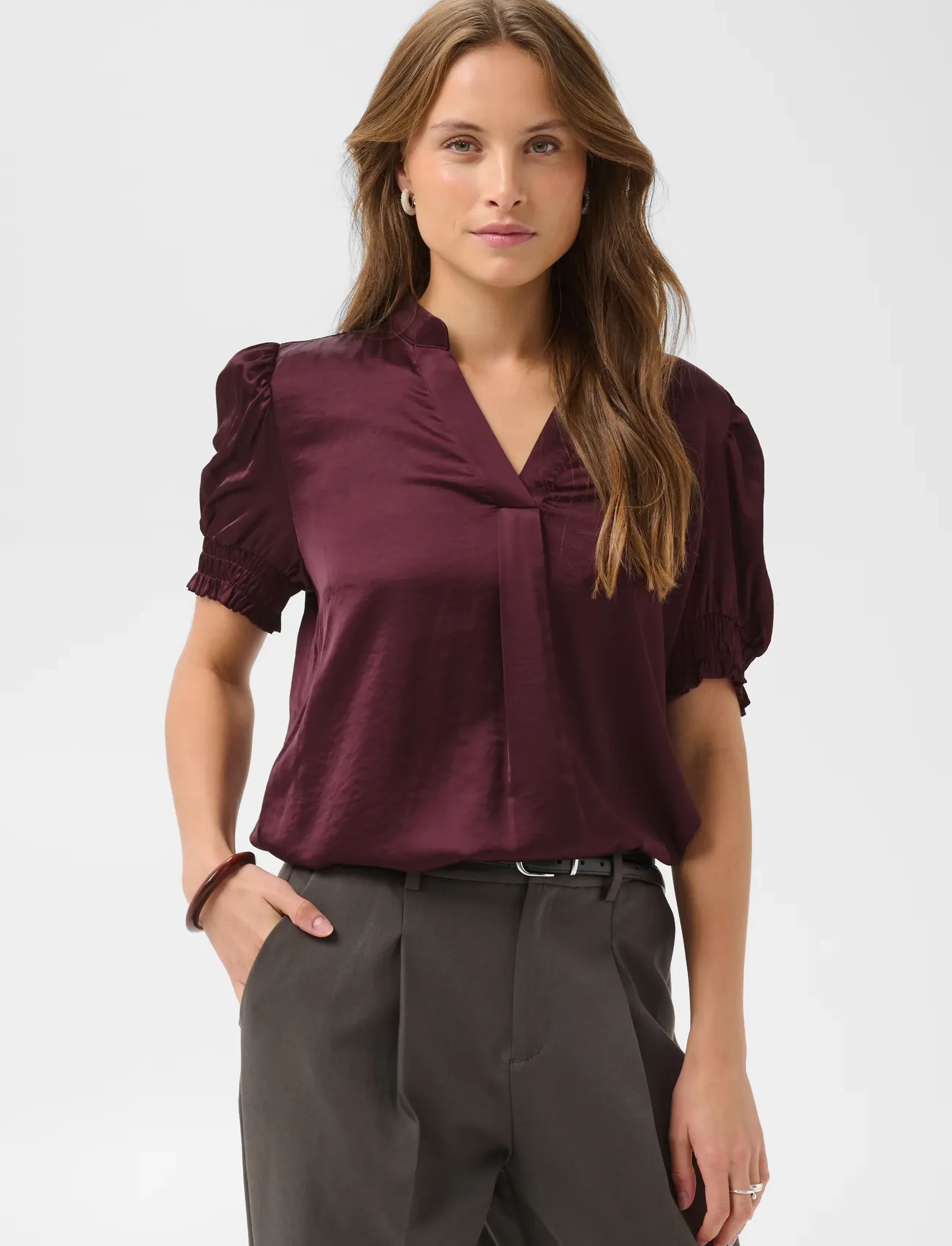 Saint Tropez PananSZ SS Blouse - Bluser - WINETASTING / burgundy