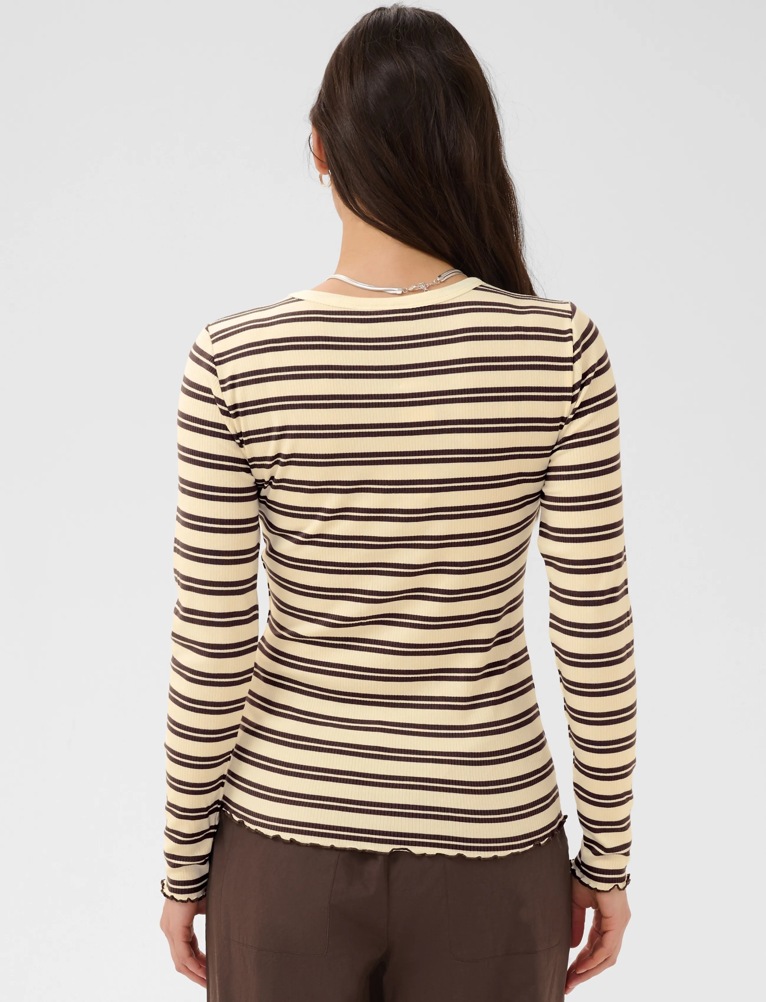 Saint Tropez - OlaliaSZ LS Striped Blouse - pullover - chocolate brown ice stripe - 4