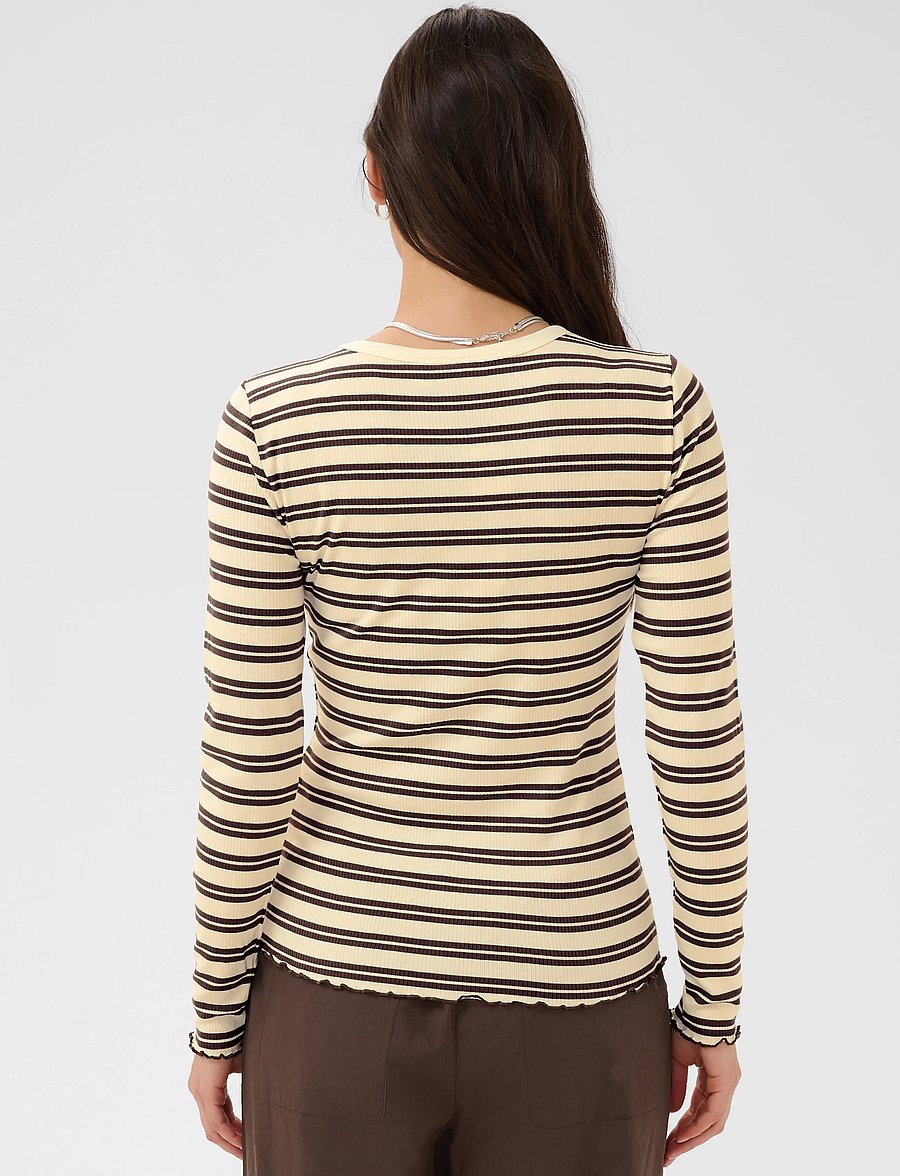 Saint Tropez - OlaliaSZ LS Striped Blouse - pullover - chocolate brown ice stripe - 4