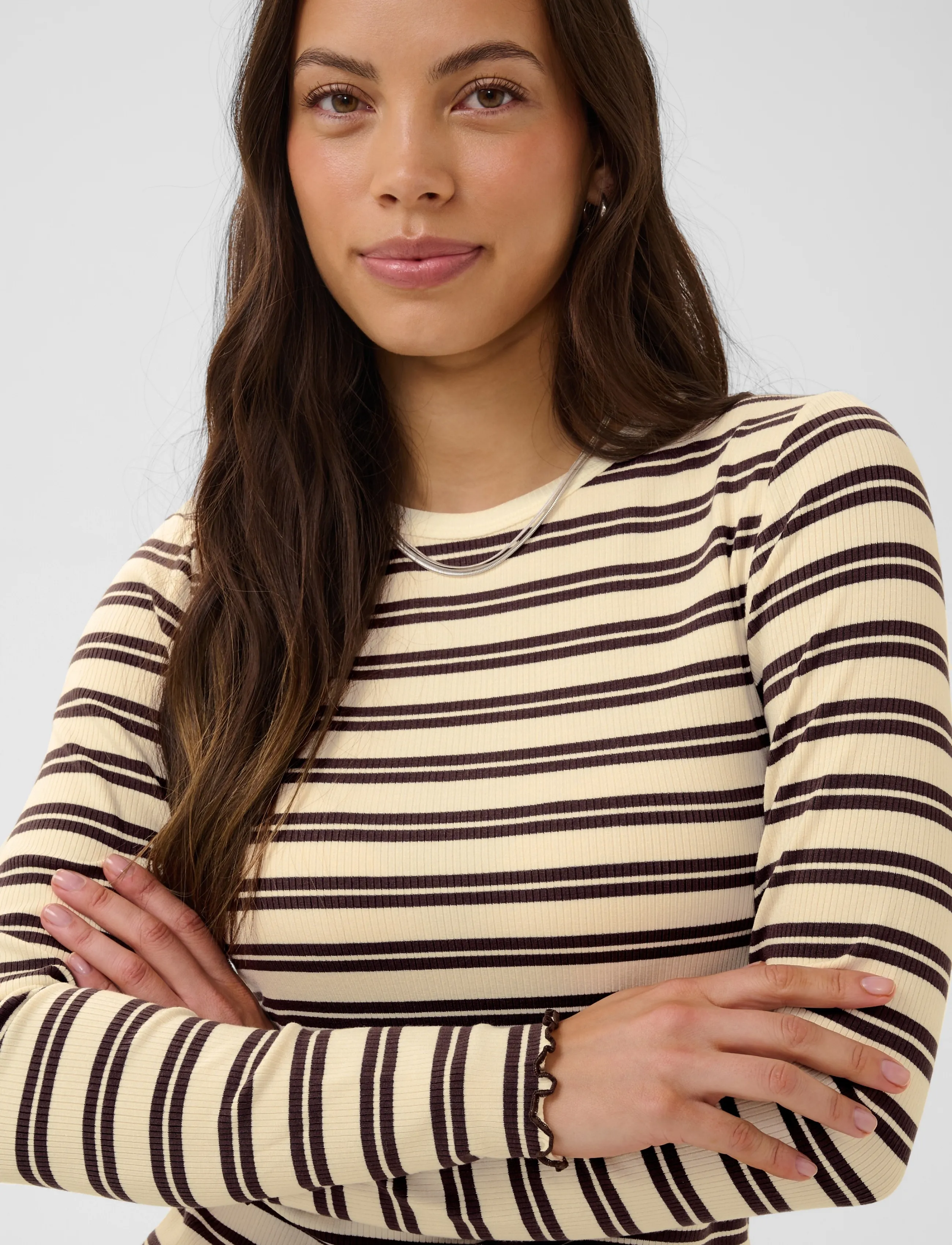 Saint Tropez - OlaliaSZ LS Striped Blouse - pullover - chocolate brown ice stripe - 5