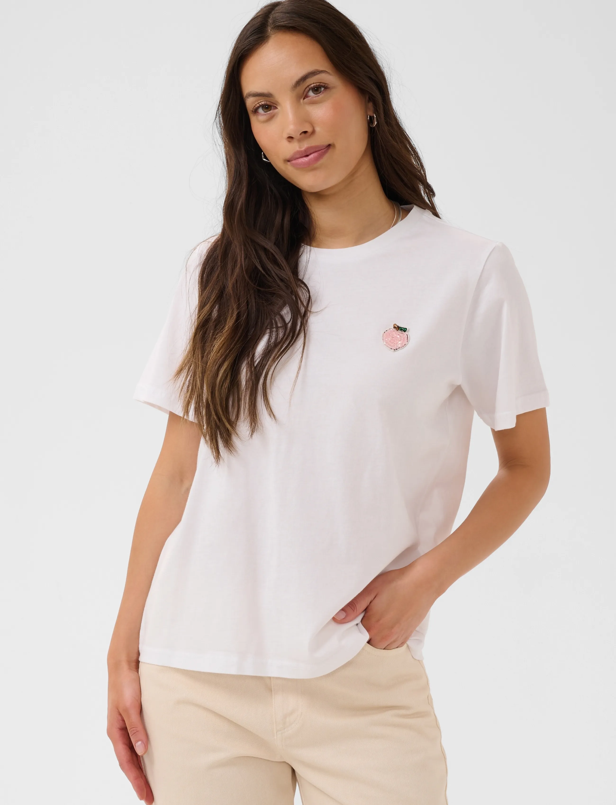 Saint Tropez SnulleSZ T-Shirt - T-shirts & Toppe - ICE APPLE PINK / white