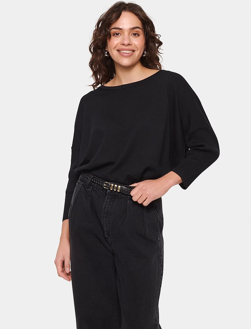 Saint Tropez - A2561, MilaSZ R-Neck Pullover - strikkegensere - black - 0