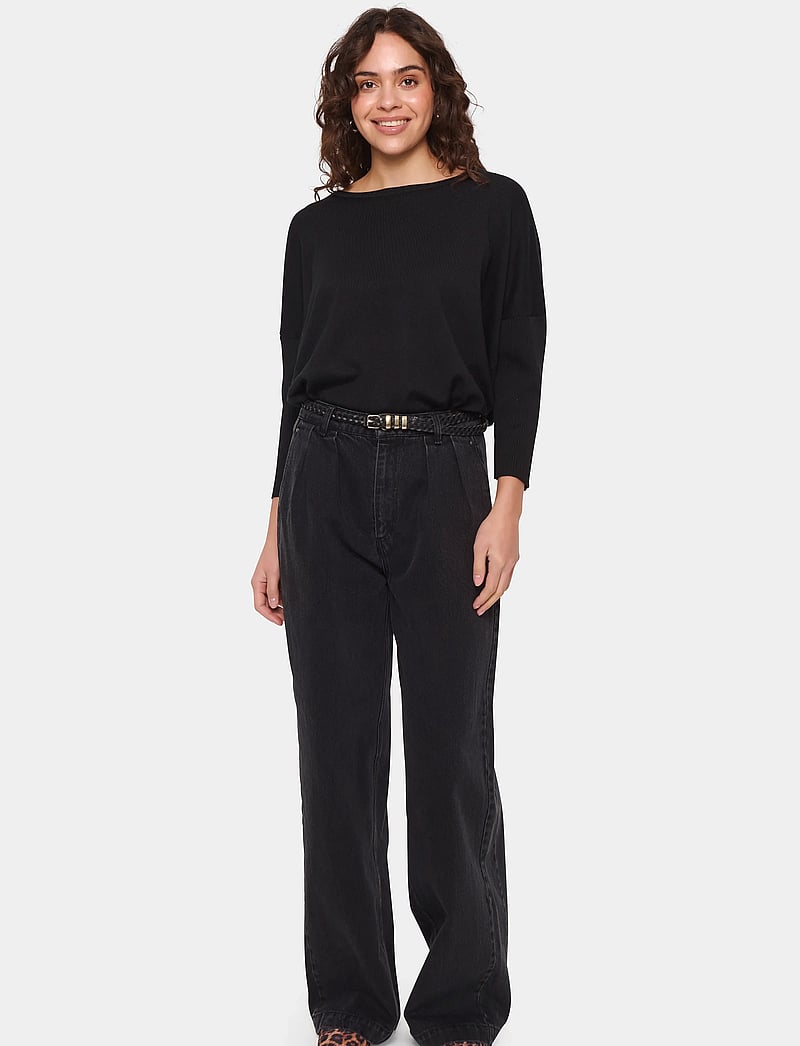 Saint Tropez - A2561, MilaSZ R-Neck Pullover - strikkegensere - black - 3