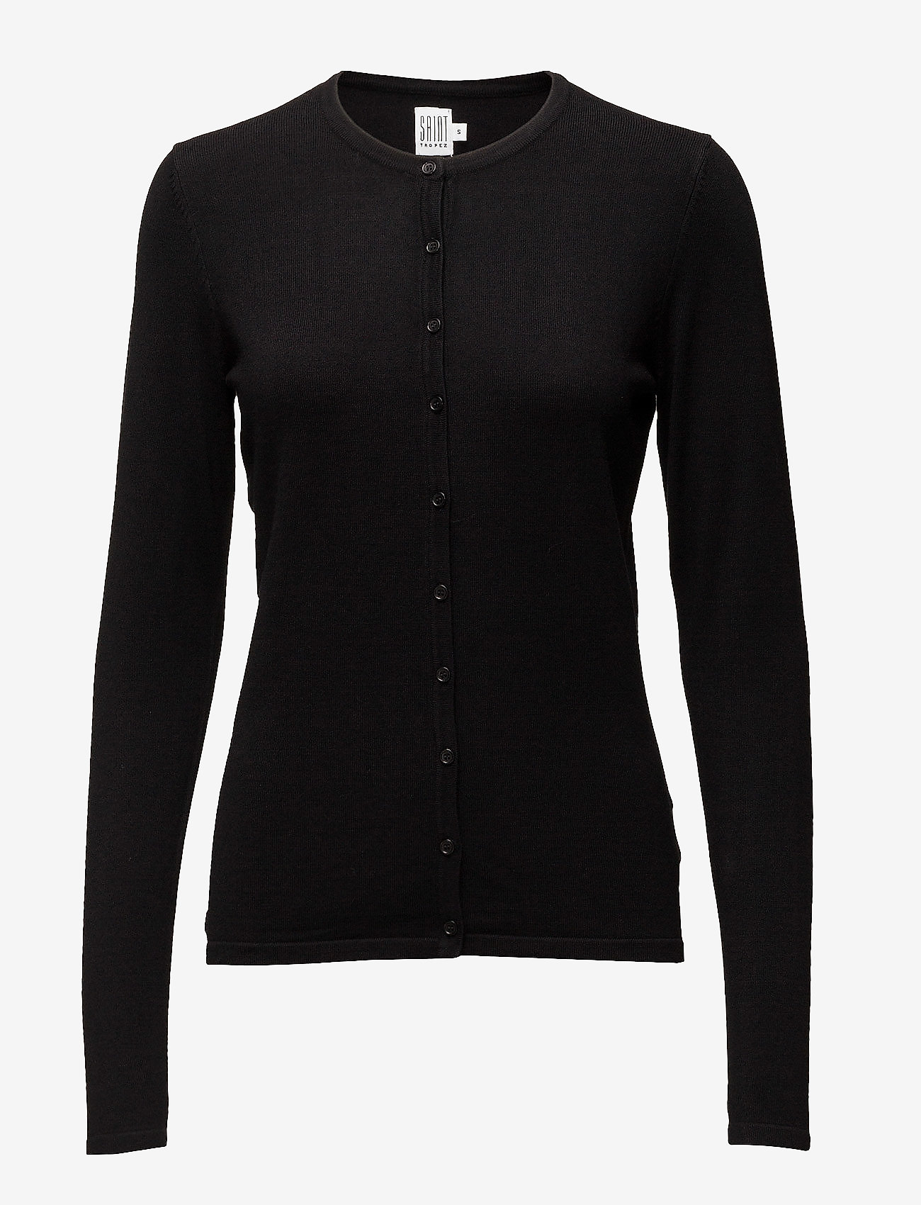 Saint Tropez A8661, MilaSZ R-Neck Cardigan - Transitional Layering - BLACK / black
