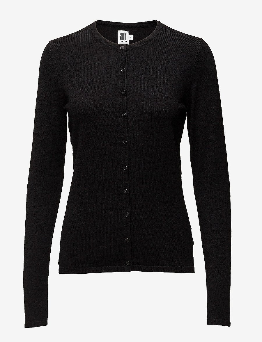 Saint Tropez - A8661, MilaSZ R-Neck Cardigan - cardigans - black - 1