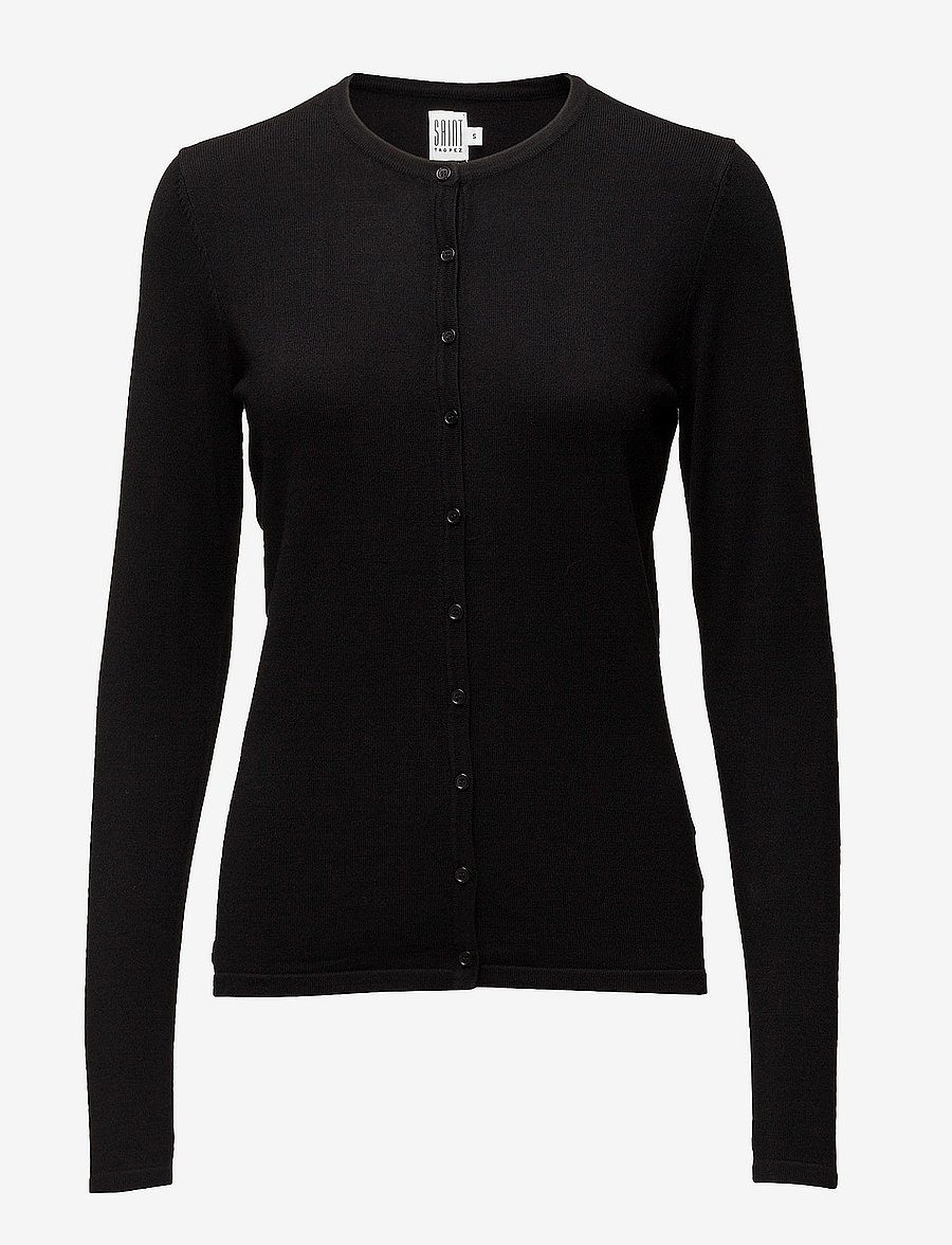 Saint Tropez - A8661, MilaSZ R-Neck Cardigan - cardigans - black - 2