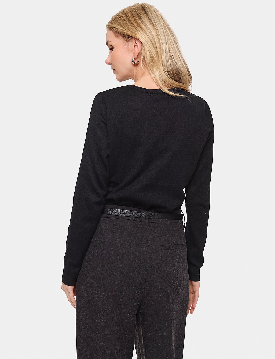 Saint Tropez - A8661, MilaSZ R-Neck Cardigan - cardigans - black - 3