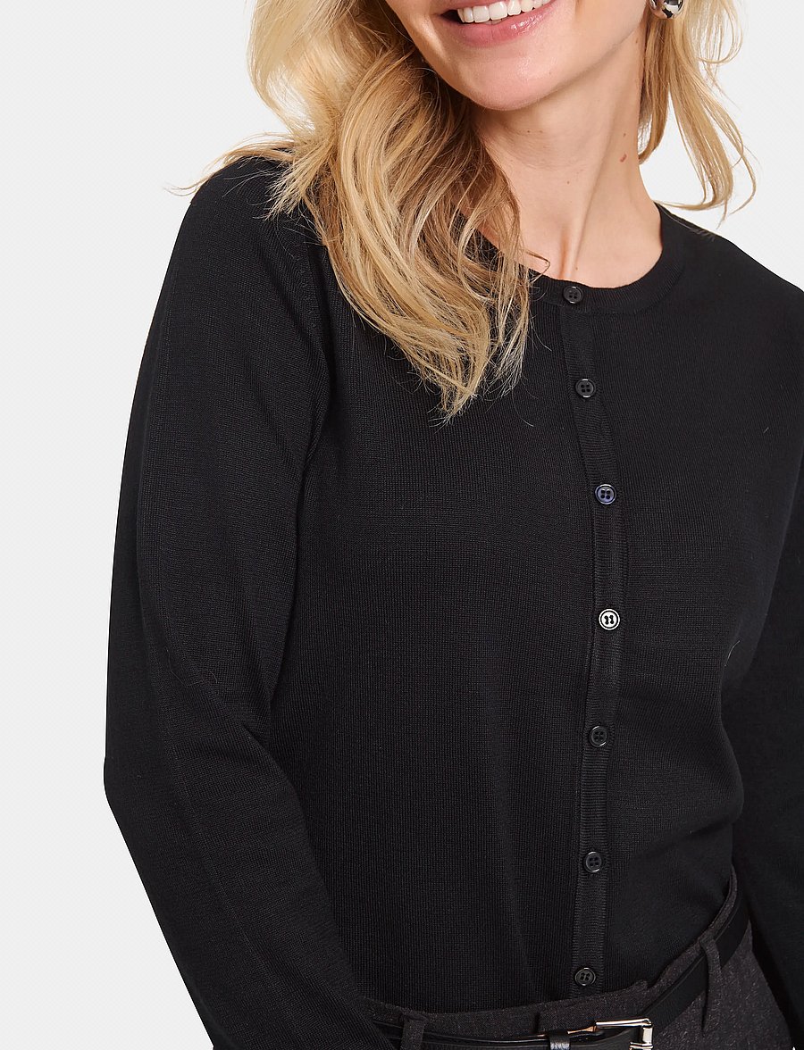 Saint Tropez - A8661, MilaSZ R-Neck Cardigan - cardigans - black - 4