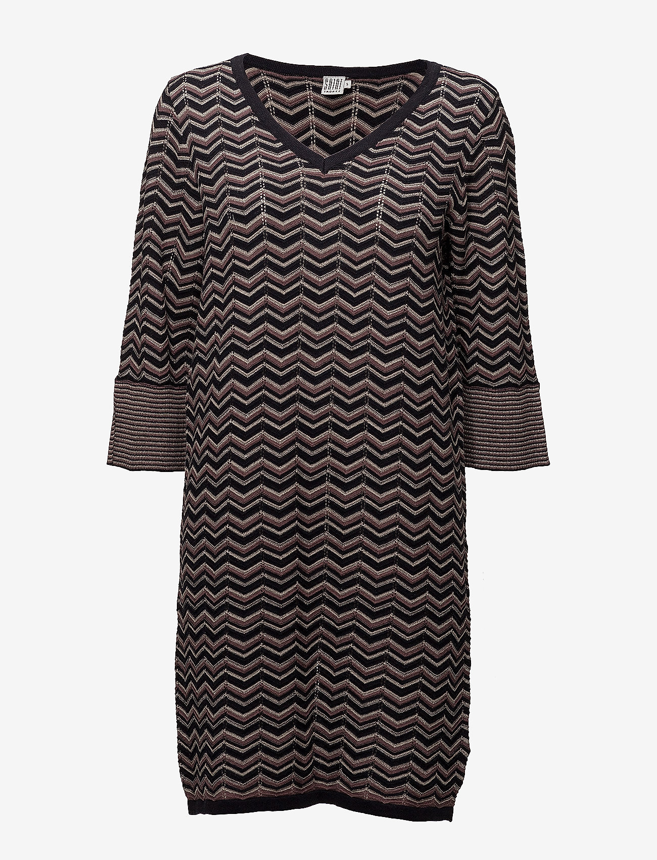 Saint Tropez WAVE PATTERN KNIT DRESS - Riided - BL DEEP / black