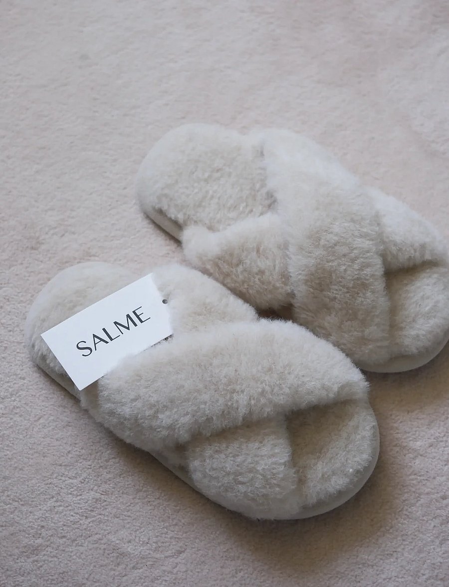 Salme Linen - Melange Slippers - hausschuhe - ivory - 0