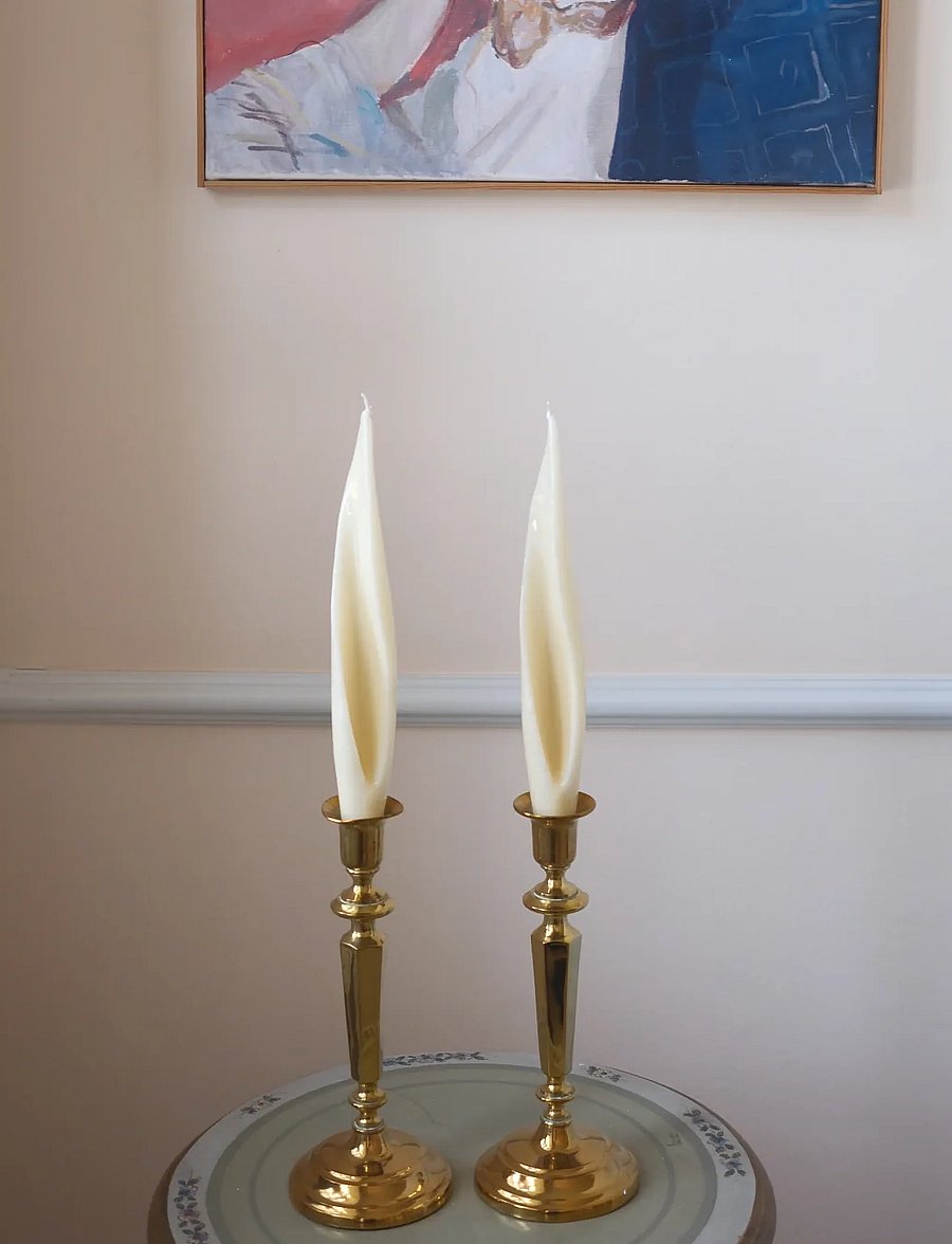 Salme Linen - Spiral Dinner Candle - set of 4 - tischkerzen - ivory - 0