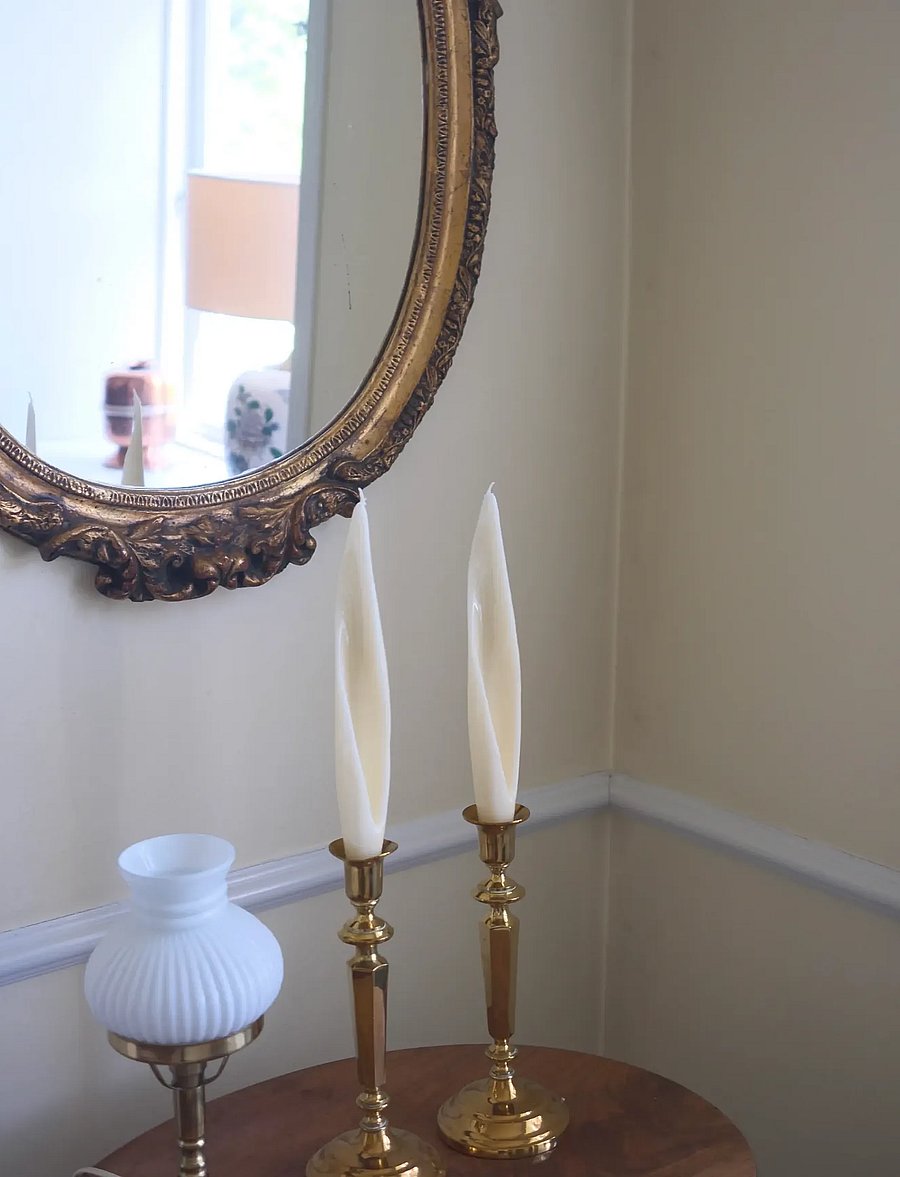 Salme Linen - Spiral Dinner Candle - set of 4 - tischkerzen - ivory - 2