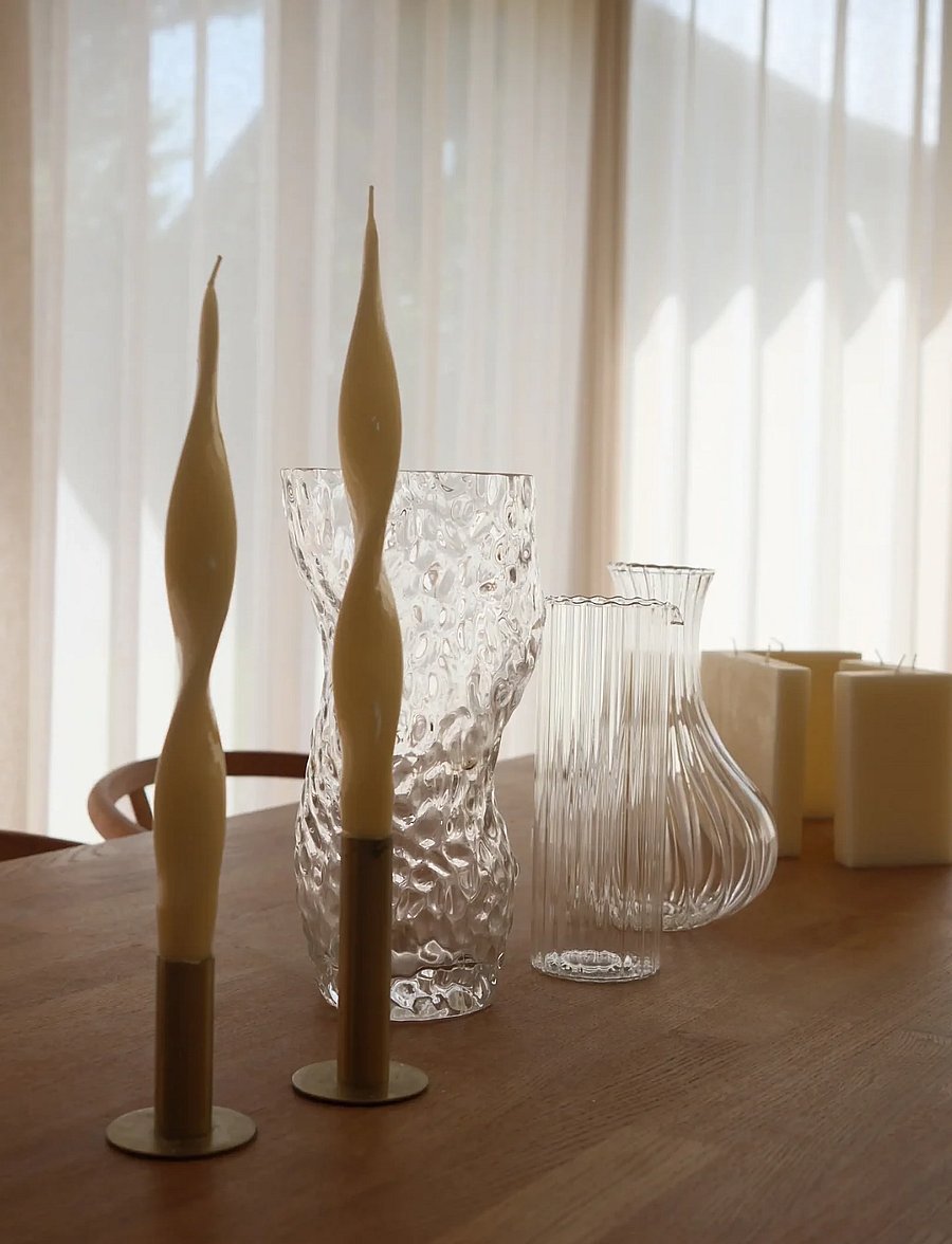 Salme Linen - Twist Dinner Candle - set of 4 - tischkerzen - ivory - 2