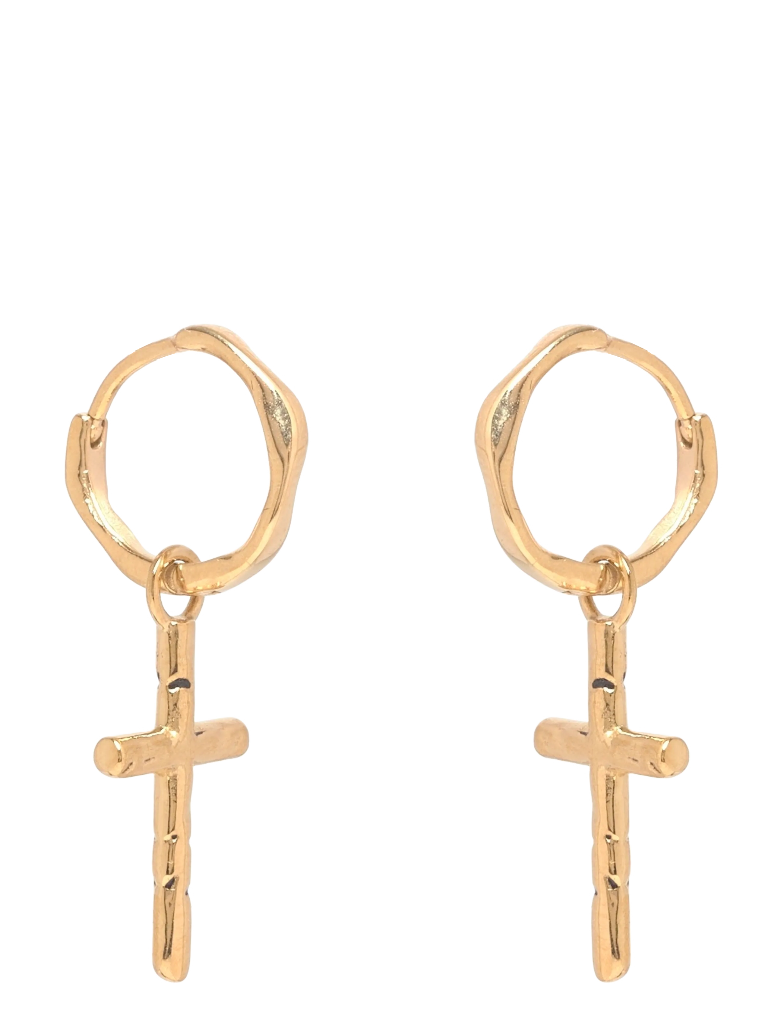 Samie Cross Earrings Gold-Plated, PAIR, Jewellery, Gold - Earrings, Männerswear