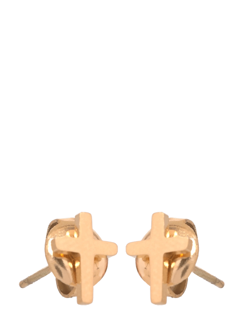 Samie - Cross - Earstuds Gold-plated Steel - Øreringe - gs - 0