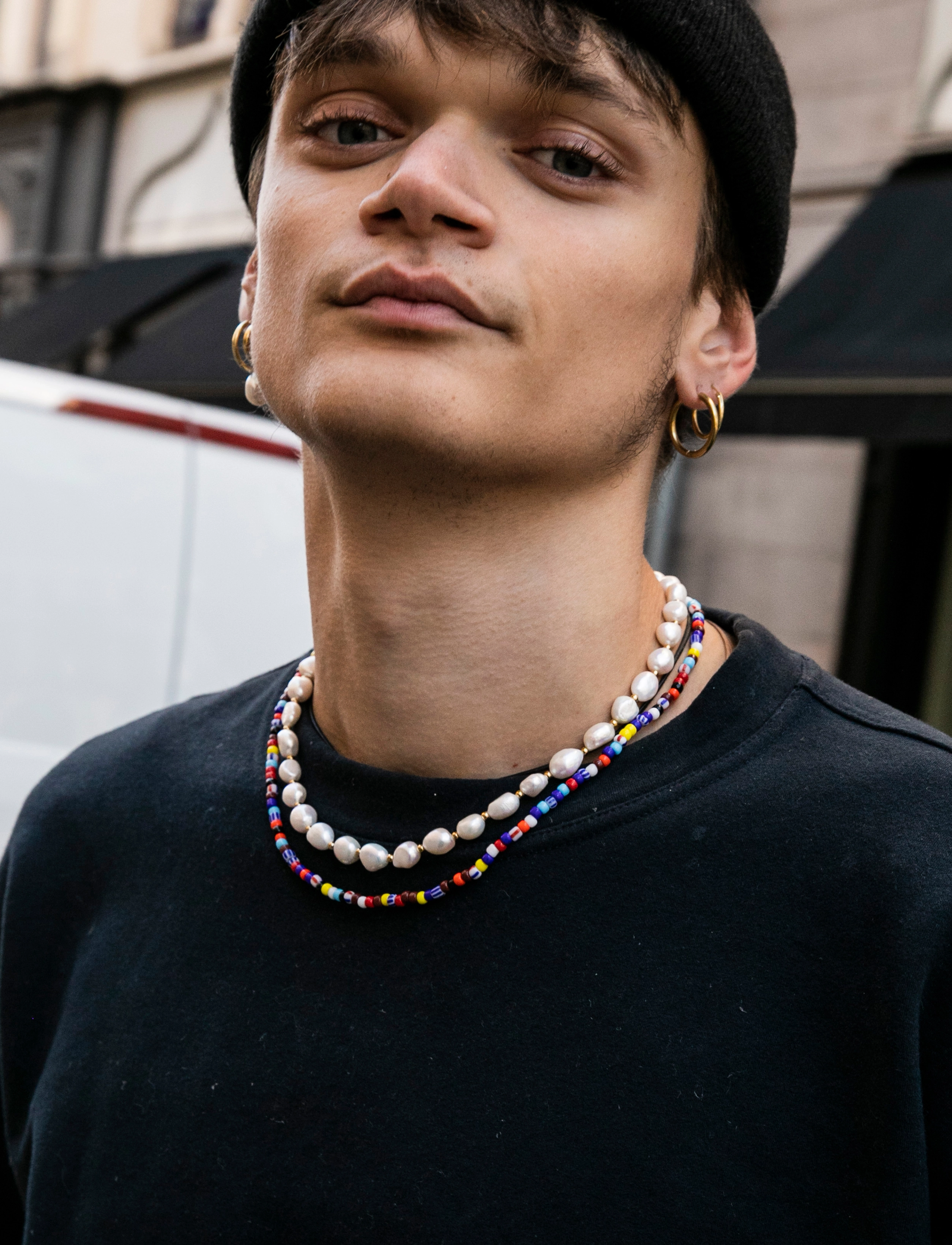 Samie - Necklace With Colored Pearls, One Size, Jewellery, Mehrfarbig/gemustert Necklaces, Männerswear