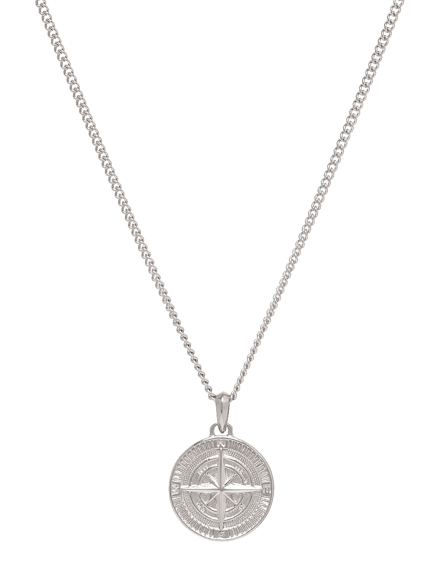 Samie - Compas - Necklace with medallion Steel - halsband - sws - 0