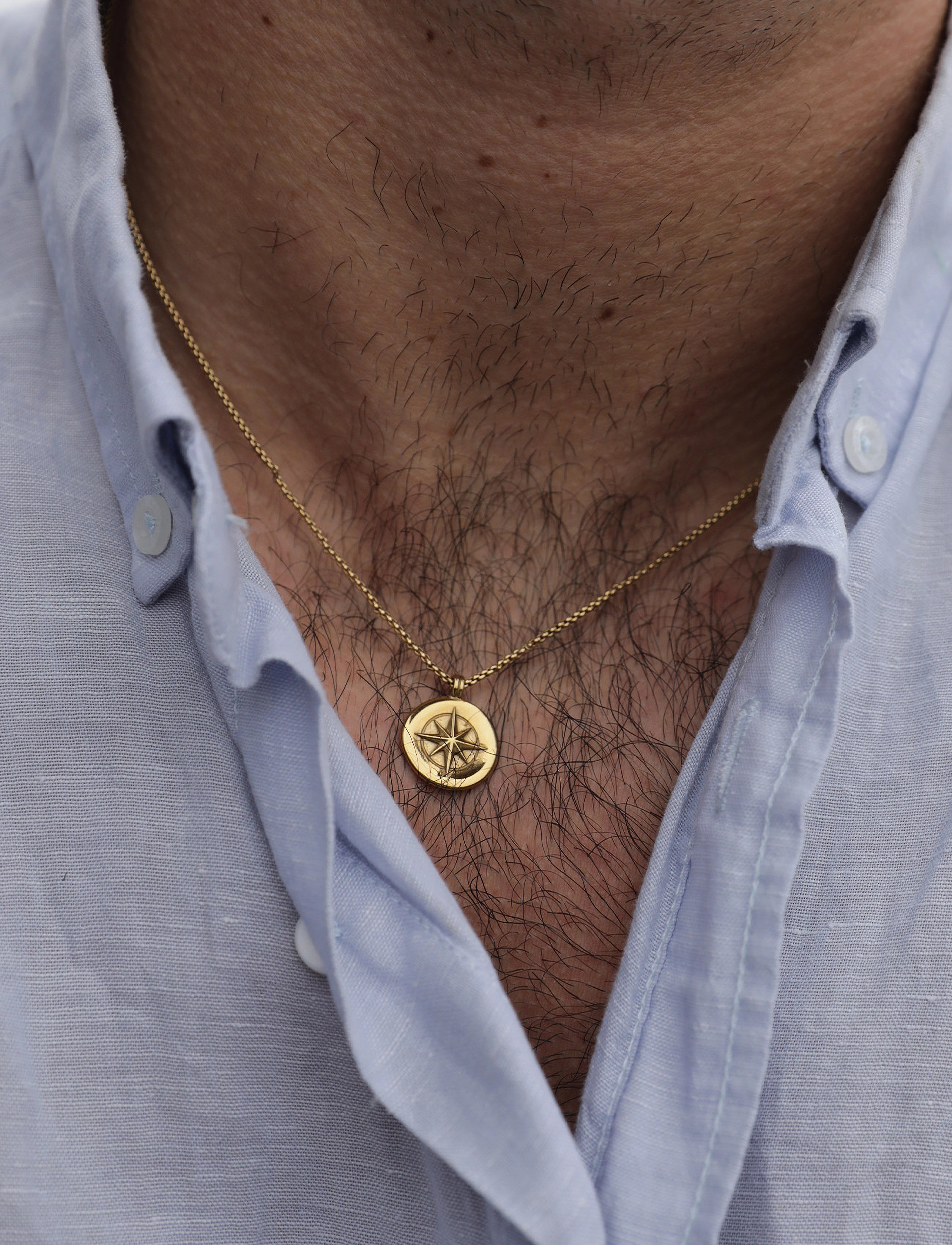 Samie Compass Necklace, One Size, Jewellery, Gold - Necklaces, Männerswear