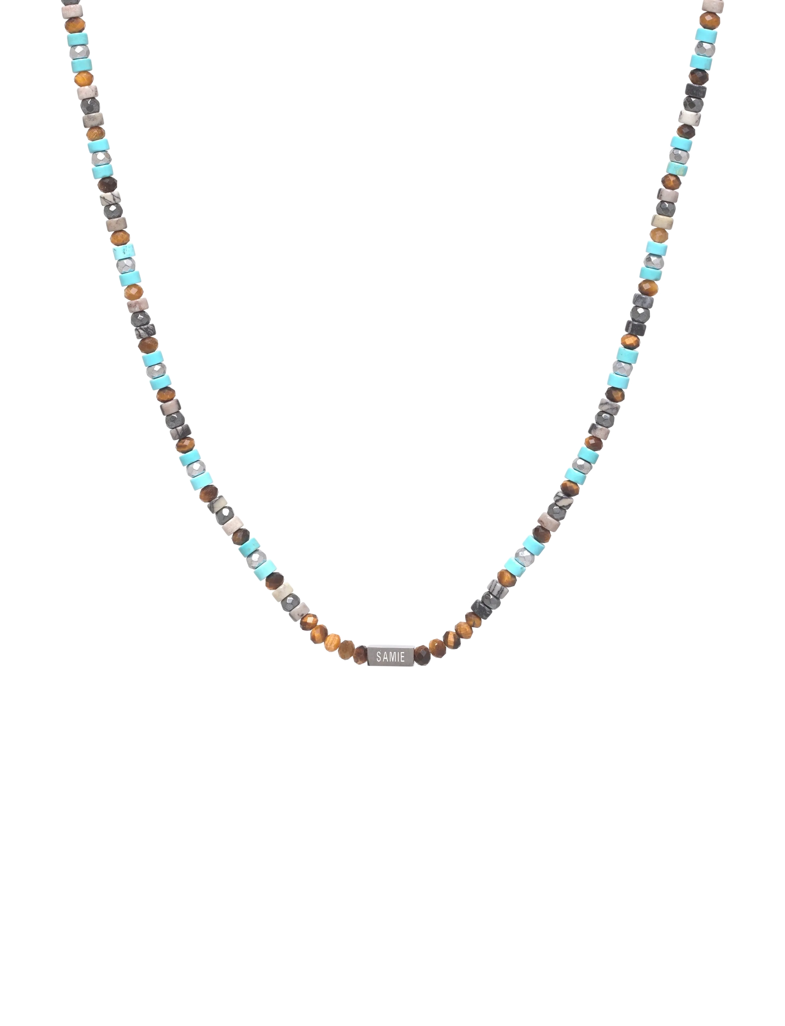 Samie Mathias Necklace With Stone Beads In Turquoise, One Size, Jewellery, Blau - Necklaces, Männerswear