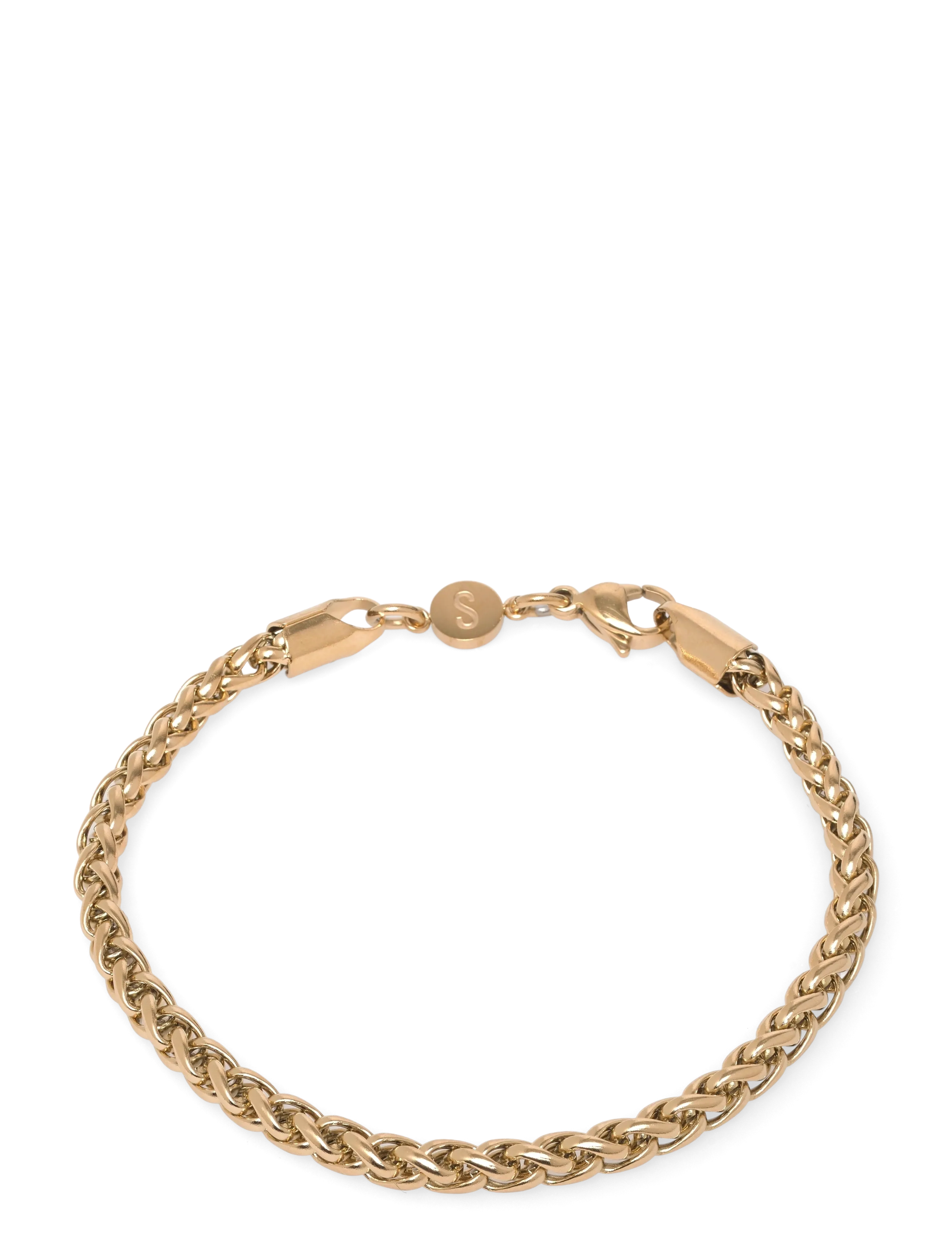 Samie Curb Chain Bracelet Gold-Plated, Mænd, Panserkædearmbånd, Guld, Str: 19