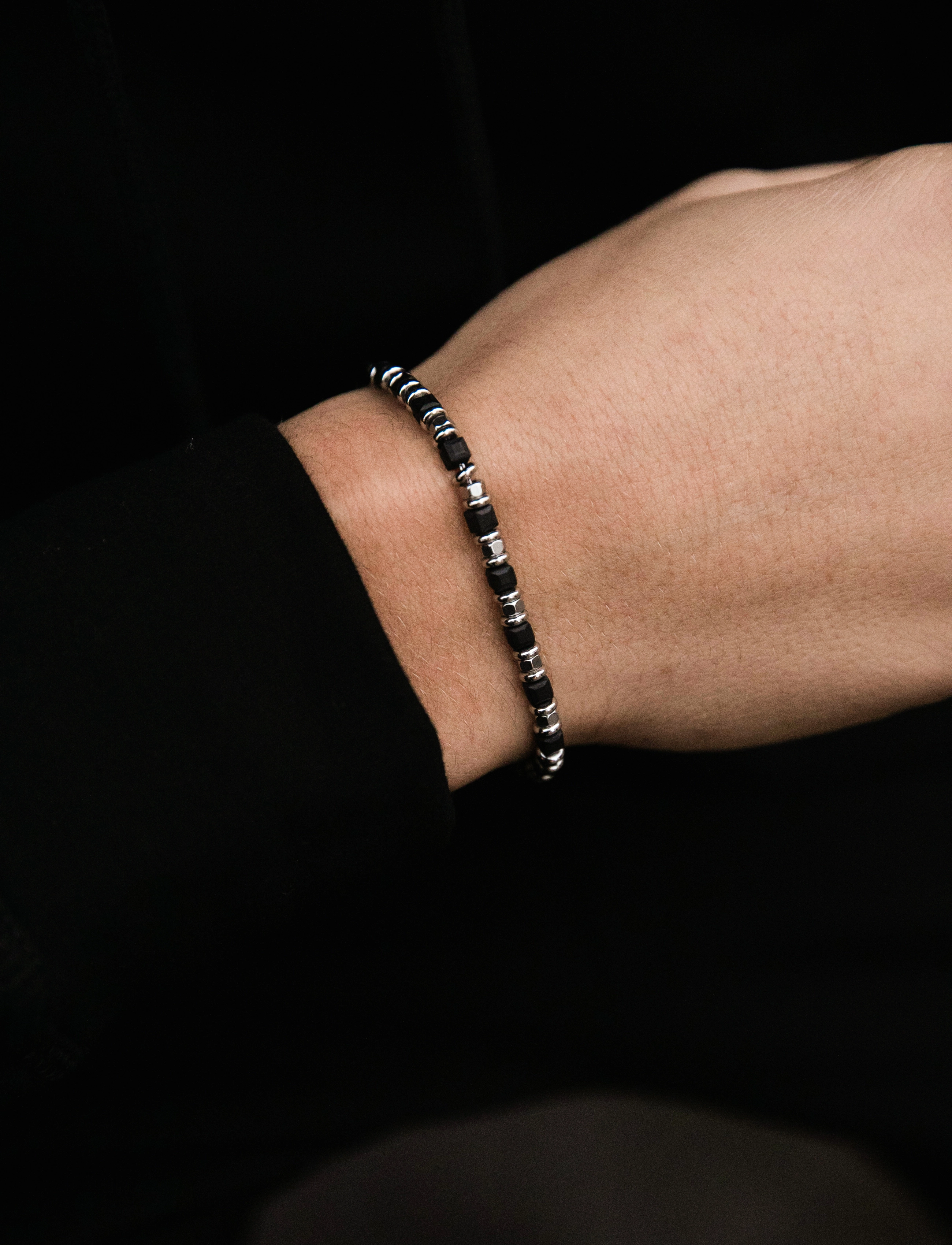 Samie - Bracelet With Black Pearls, One Size, Jewellery, Schwarz Bracelets, Männerswear
