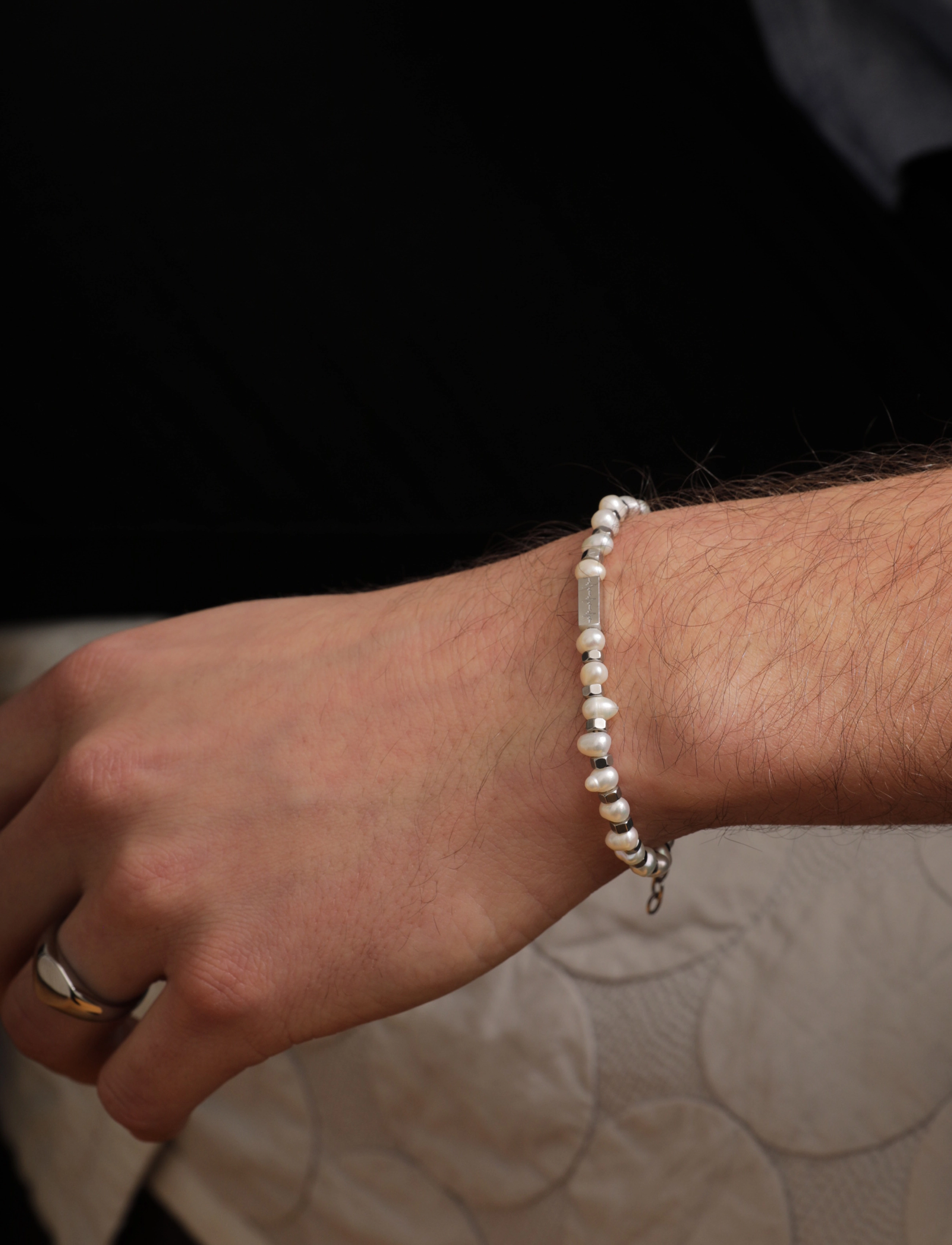 Samie - Bracelet In White And Steel, One Size, Jewellery, Weiß Bracelets, Männerswear