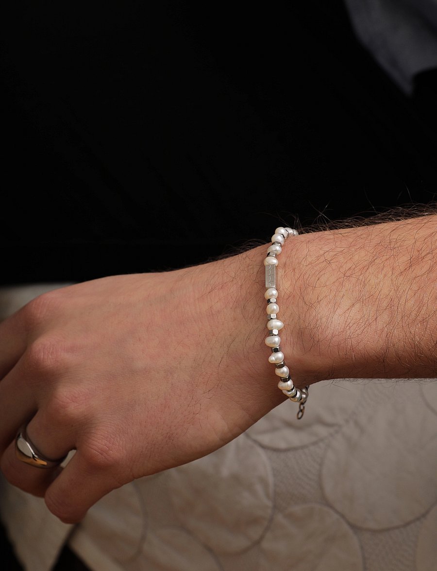 Samie - Samie - Bracelet in white and steel - armbänder - sws - 0