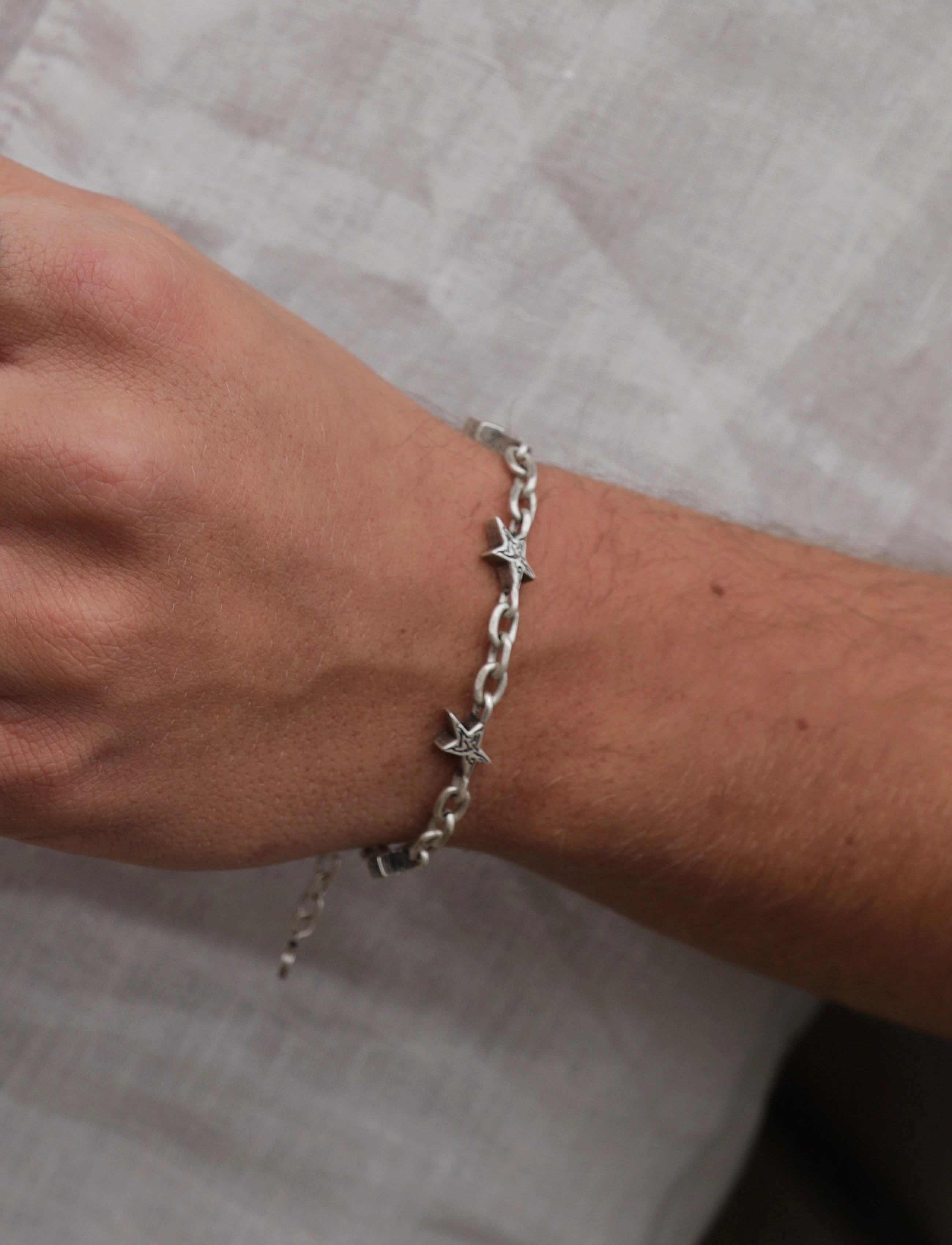 Samie Christopher Stampe X Samie Bracelet, Mænd, Stjerne Charm Armbånd, Sølv, Str: ONE SIZE