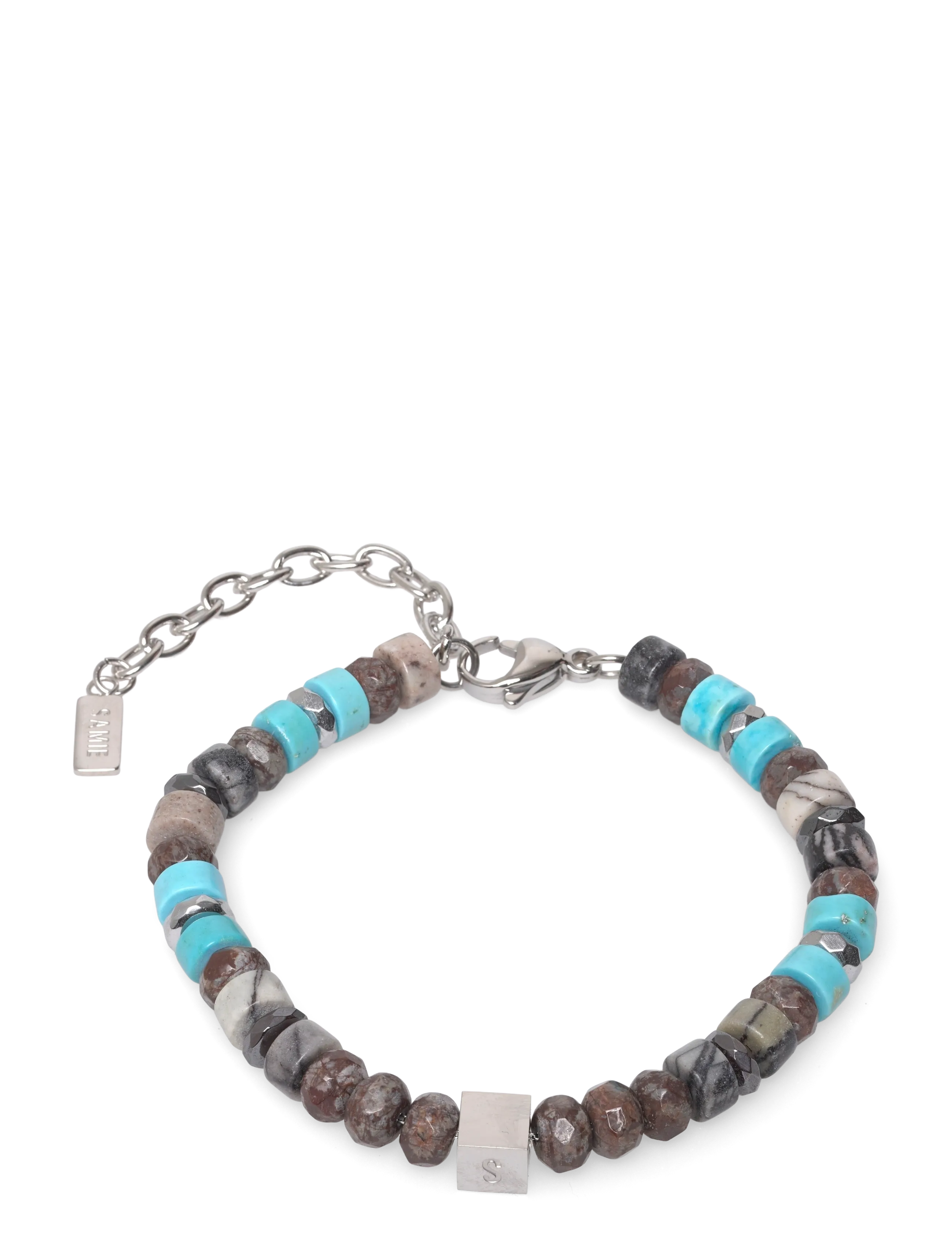 Samie Mathias Bracelet With Stone Beads In Turquoise, One Size, Jewellery, Silber - Bracelets, Männerswear