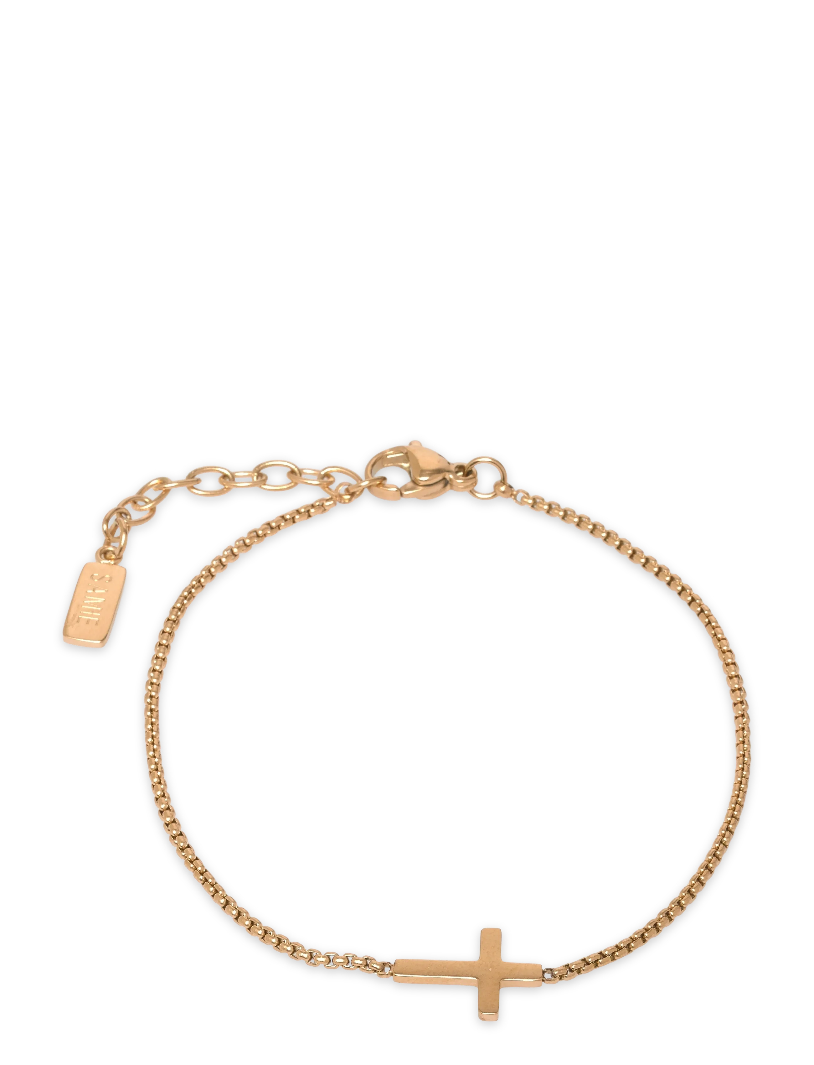 Samie Cross Bracelet Gold-Plated Steel, Mænd, Korsarmbånd, Guld, Str: ONE SIZE