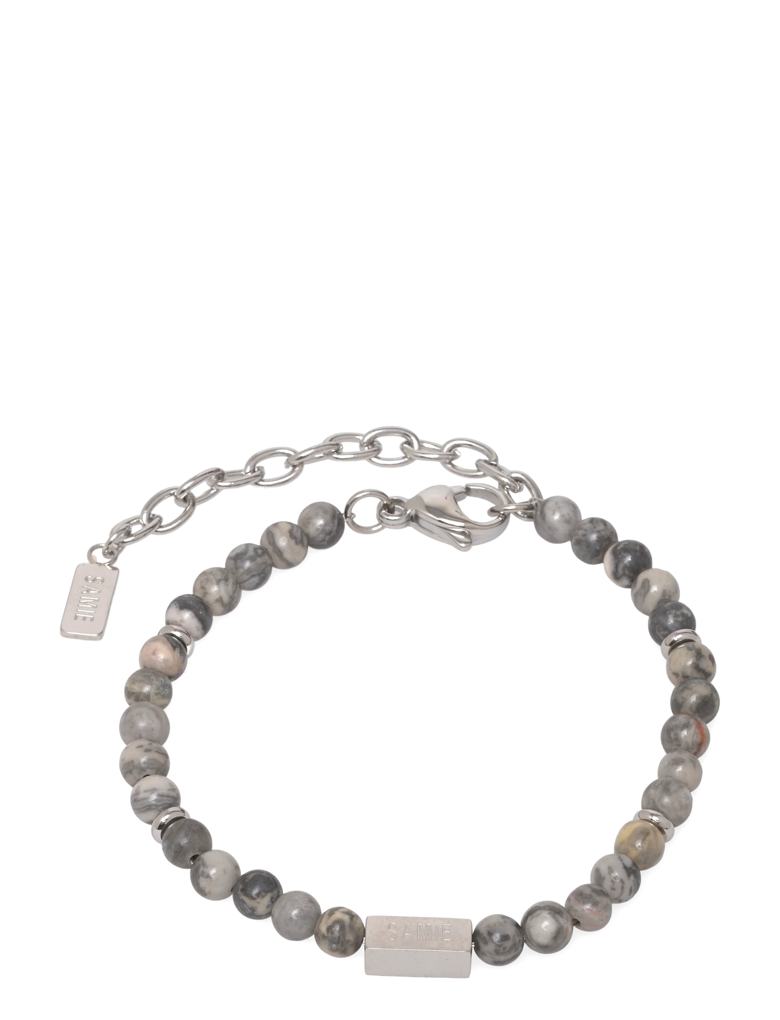 Samie Neo Bracelet With White/Stone Pearls, One Size, Jewellery, Grau - Bracelets, Männerswear