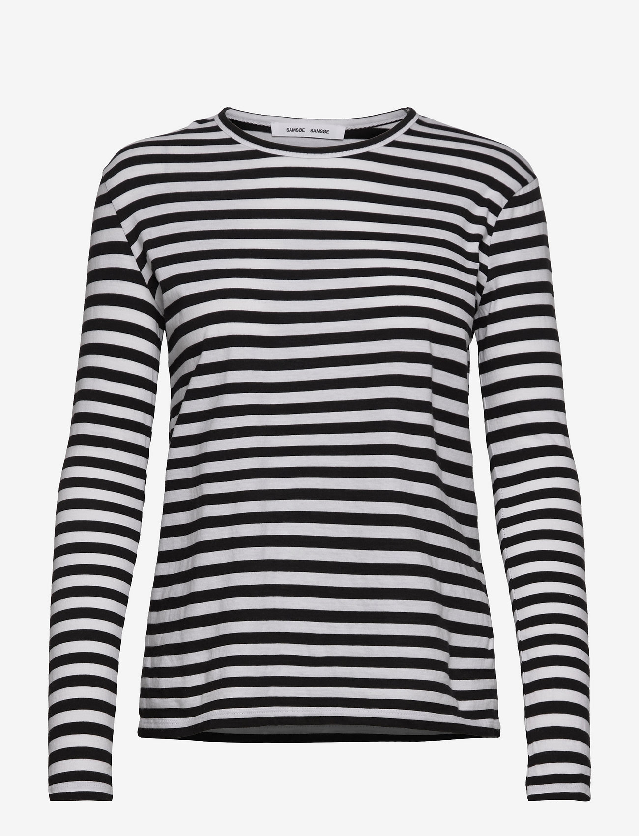 Samsøe Samsøe - Nobil t-shirt ls st 205 - topi ar garām piedurknēm - black white st. - 0