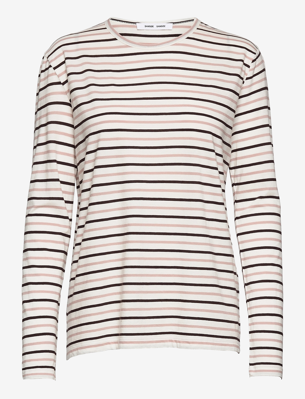 Samsøe Samsøe - Nobil t-shirt ls st 205 - long-sleeved tops - choco bark st. - 0