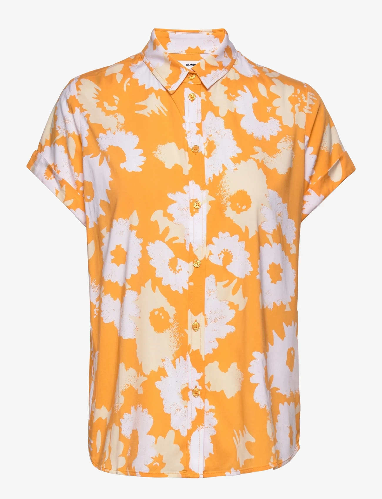 Samsøe Samsøe - Majan ss shirt aop 9942 - kortermede skjorter - radiant sunflower - 0