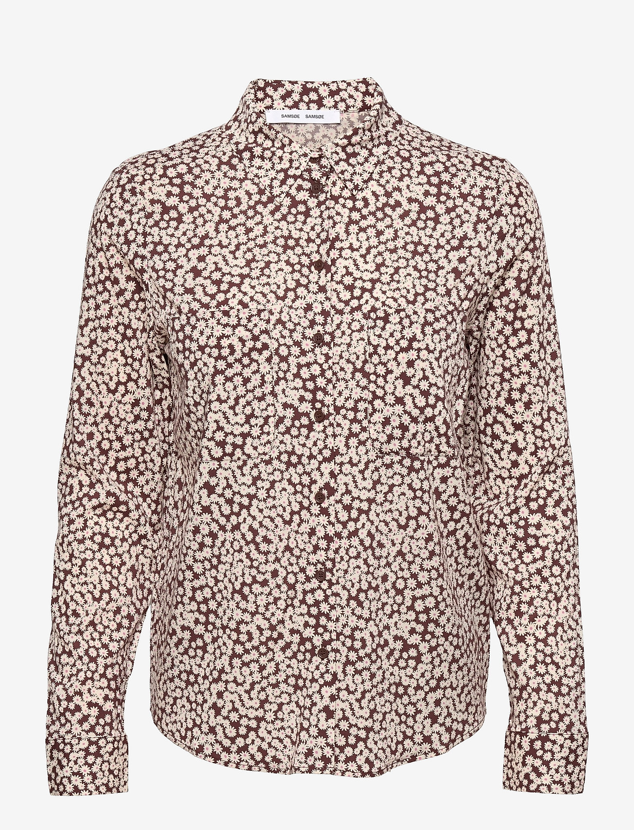 Samsøe Samsøe - Milly shirt aop 9942 - marškiniai ilgomis rankovėmis - choco aster - 0