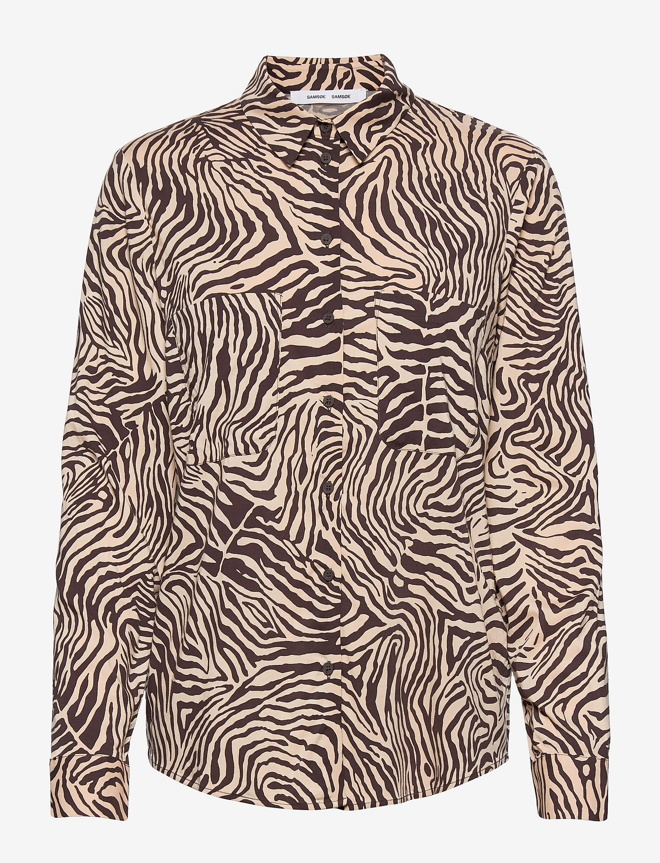 Samsøe Samsøe - Milly shirt aop 9942 - pitkähihaiset paidat - choco zebra - 0
