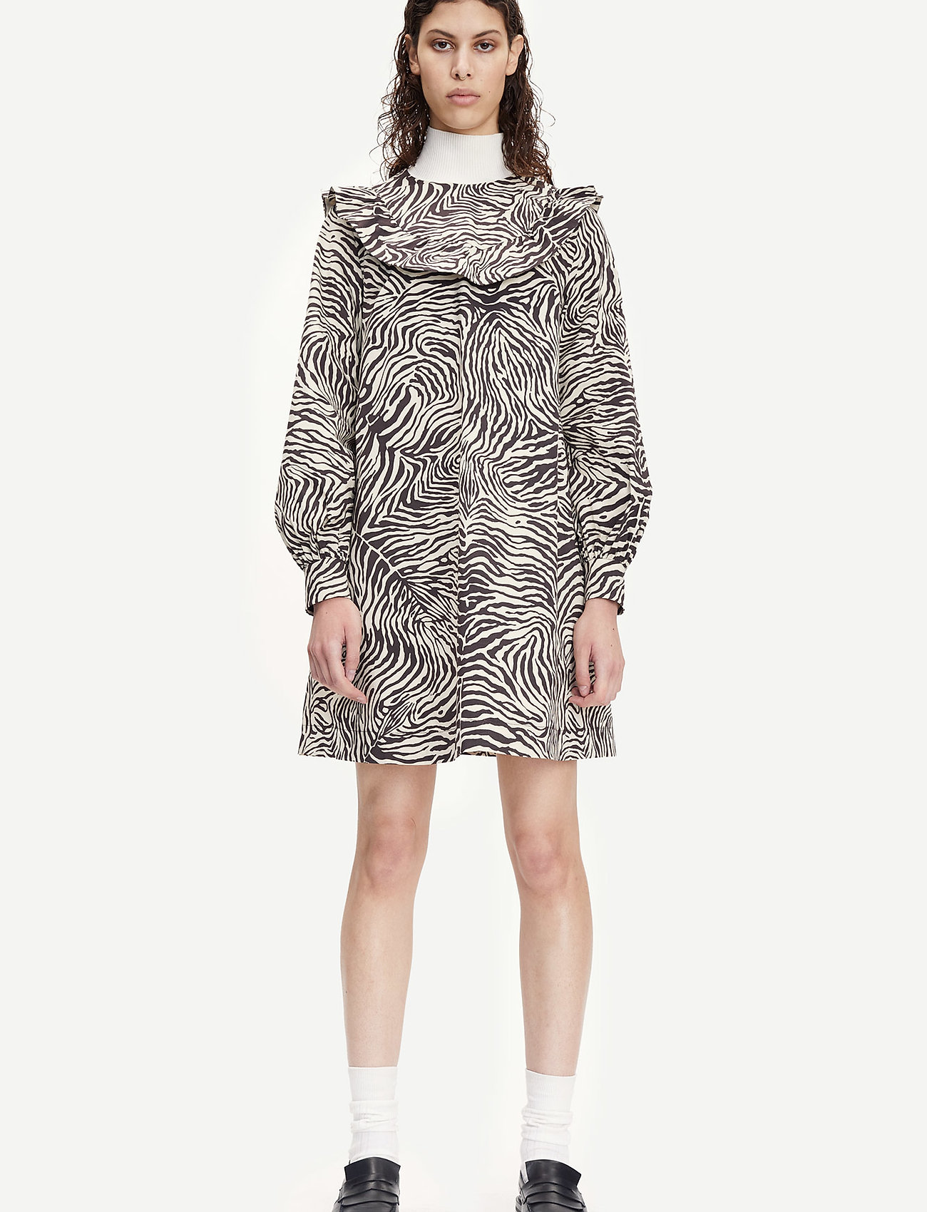 Samsøe Odette Dress Aop 10783, XS, Dresses, Braun - Knee-length & Midi, Frauen