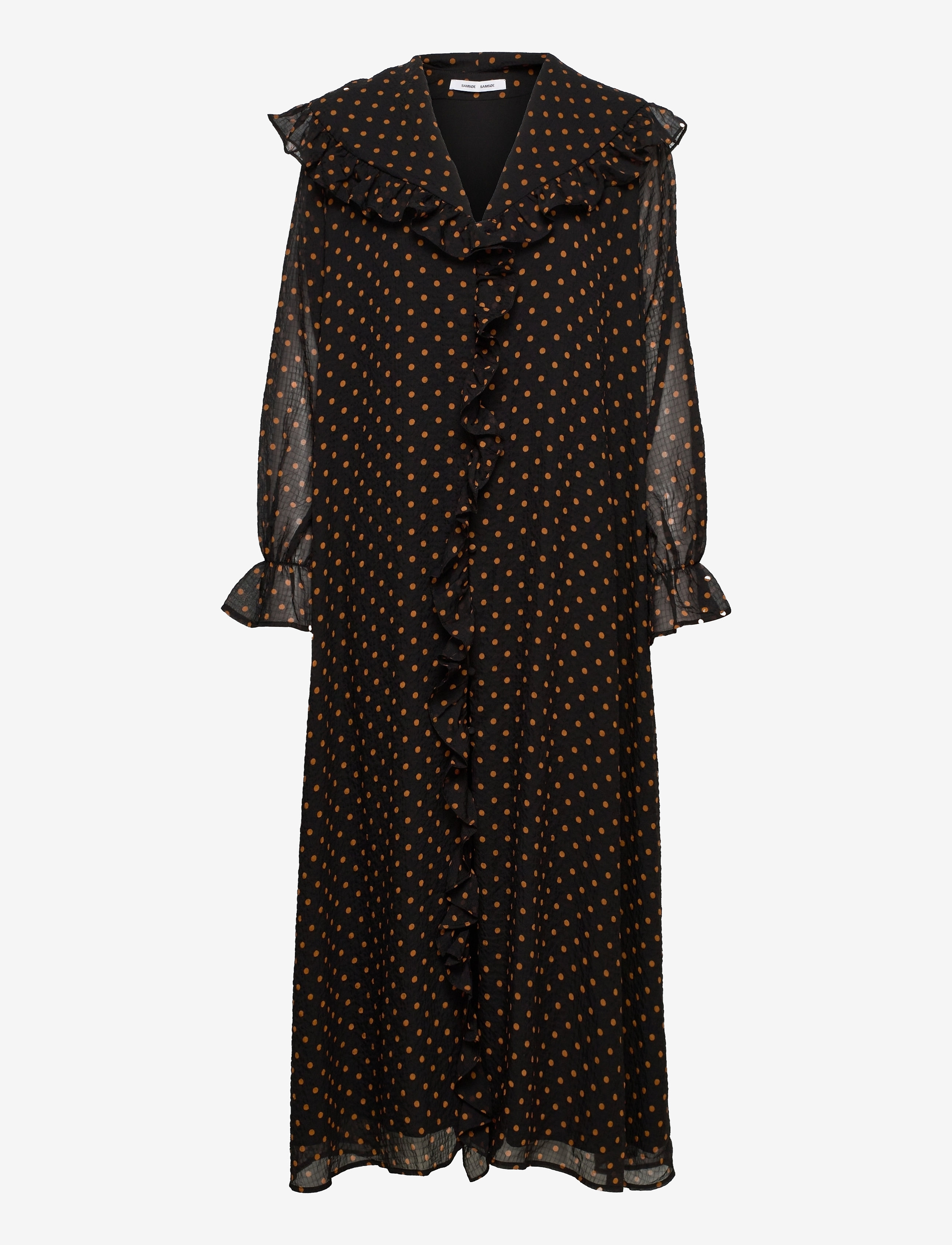 Samsøe Samsøe Jytta long dress aop 12888 - Kjoler - CARAMEL DOT / black