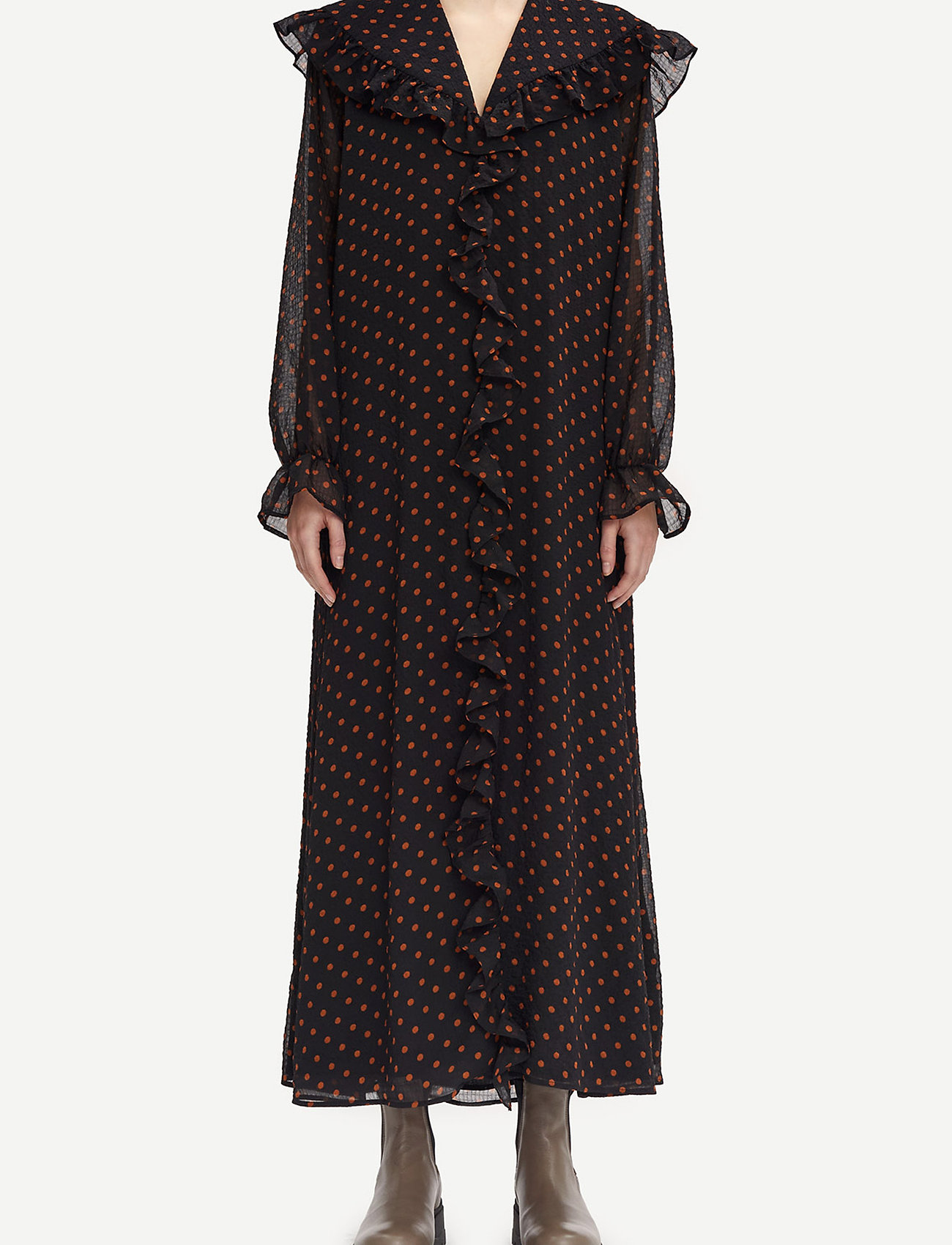 Samsøe Samsøe Jytta long dress aop 12888 - Kleidid - CARAMEL DOT / black