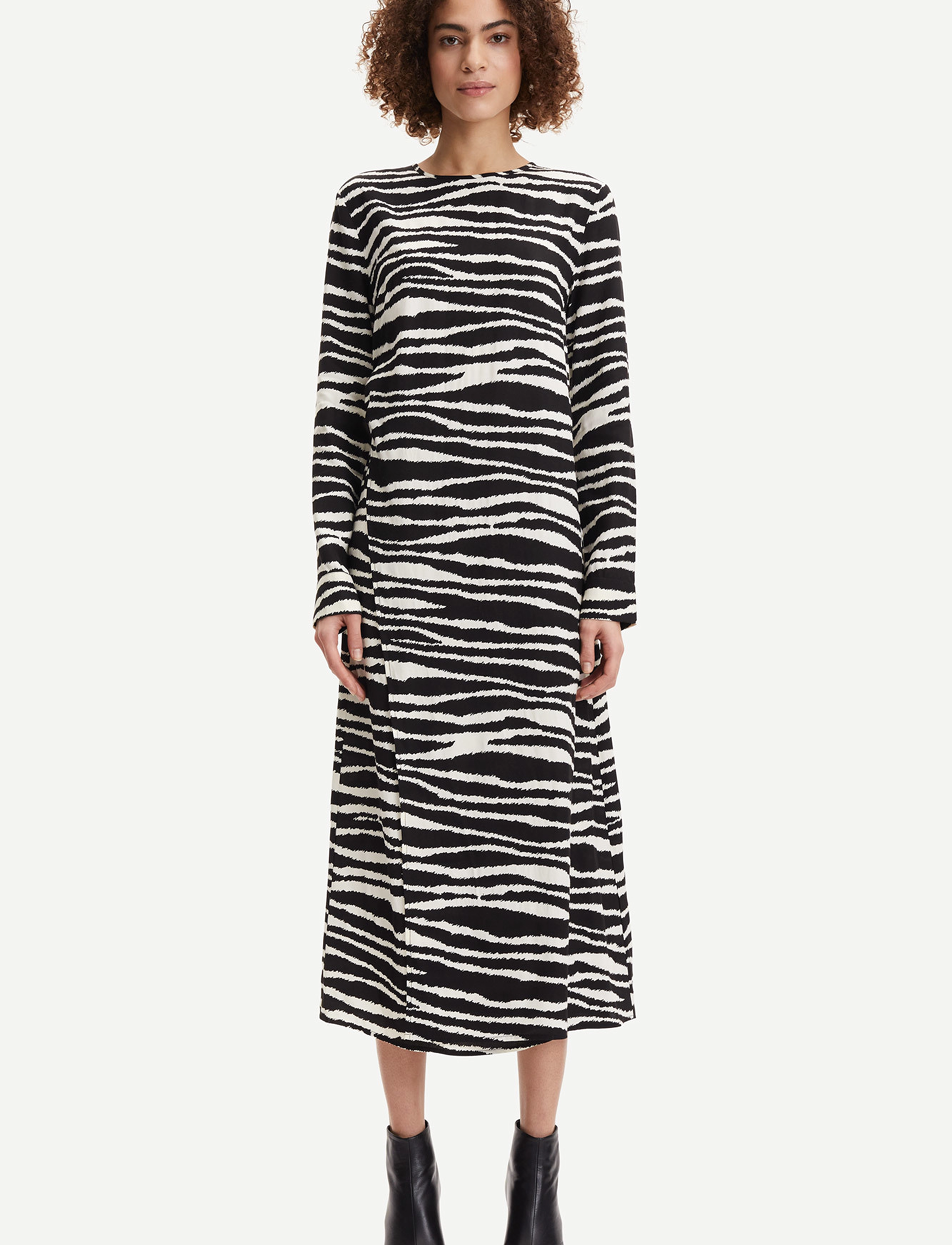 Samsøe Samsøe Agneta Dress Aop 14201, Kvinder, Langærmet Midikjole, Sort, Str: XS