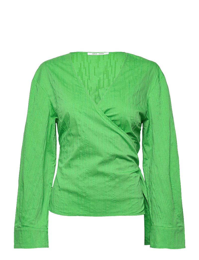Samsøe Samsøe - Rossi wrap blouse 14451 - long sleeved blouses - vibrant green - 1