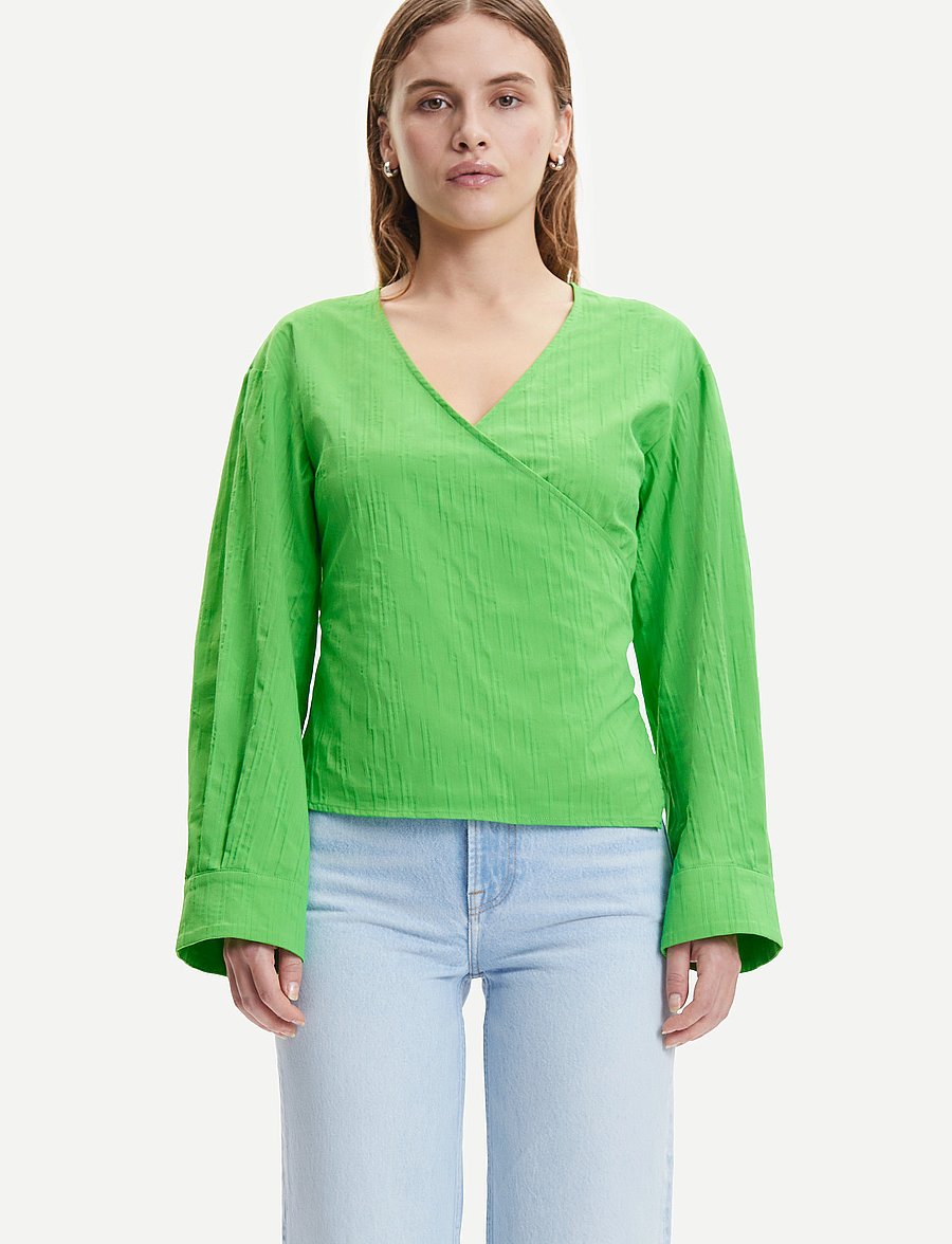 Samsøe Samsøe - Rossi wrap blouse 14451 - blouses à manches longues - vibrant green - 0